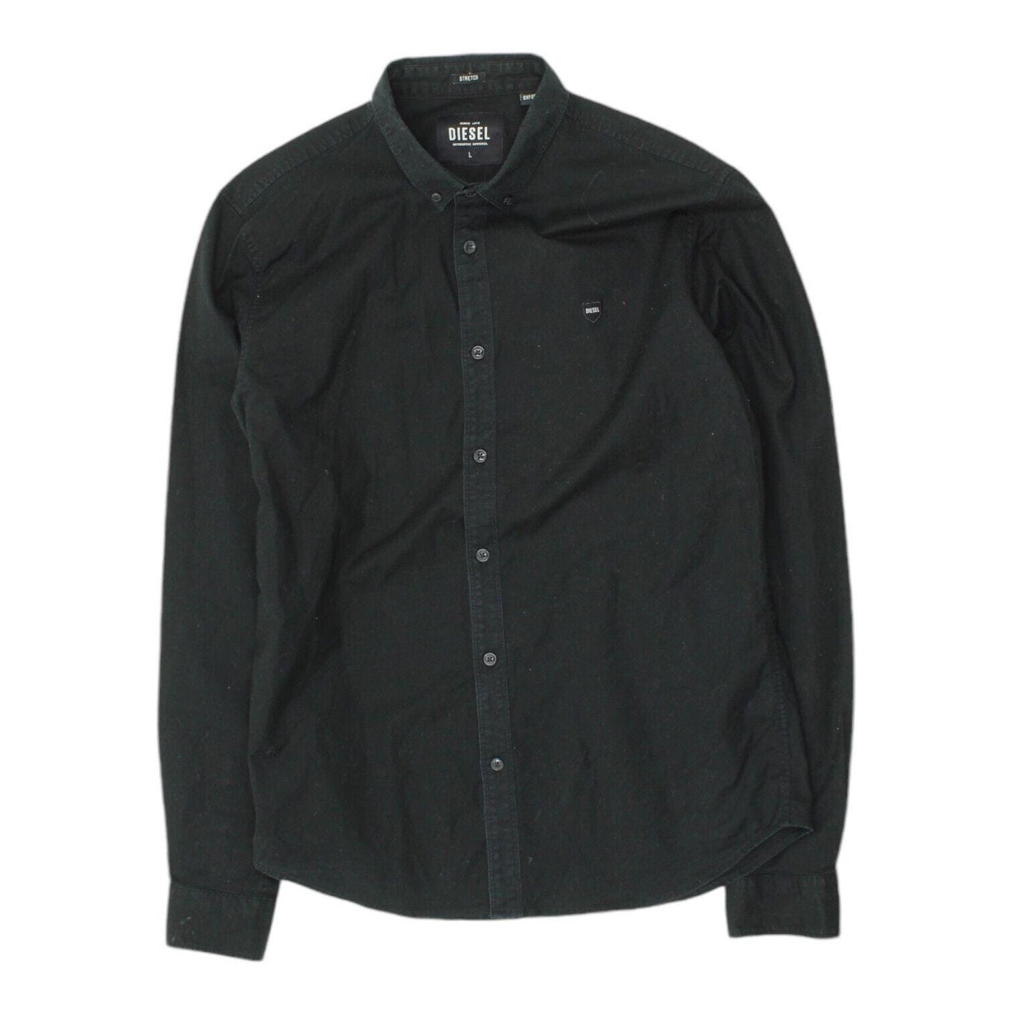 Diesel Mens Black Button Down Collar Shirt Vintage High End Designer Formal Graphic Tee – Warm & Stylish · High-Quality Print