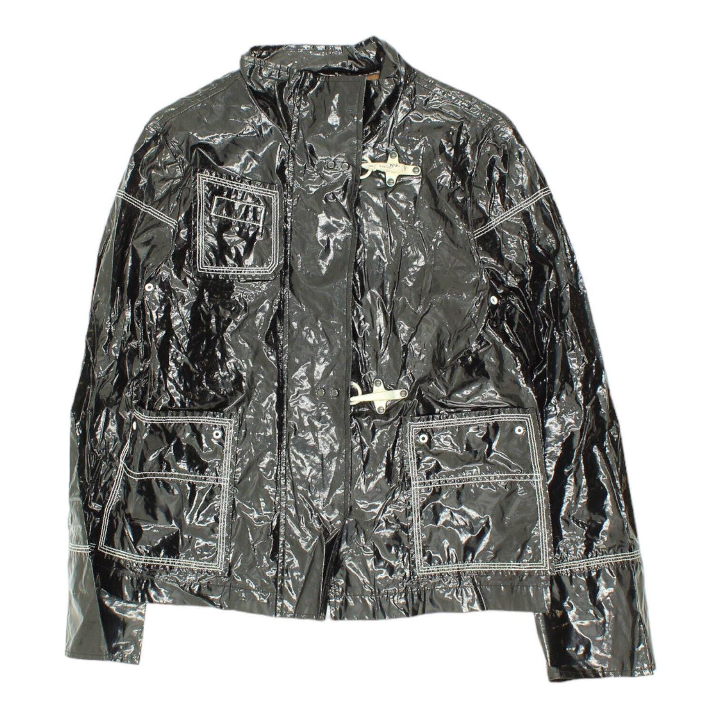 Fay Womens Shiny Black Jacket Vintage High End Luxury Designer VTG Graphic Tee – Premium Graphic · Trending Graphic Apparel