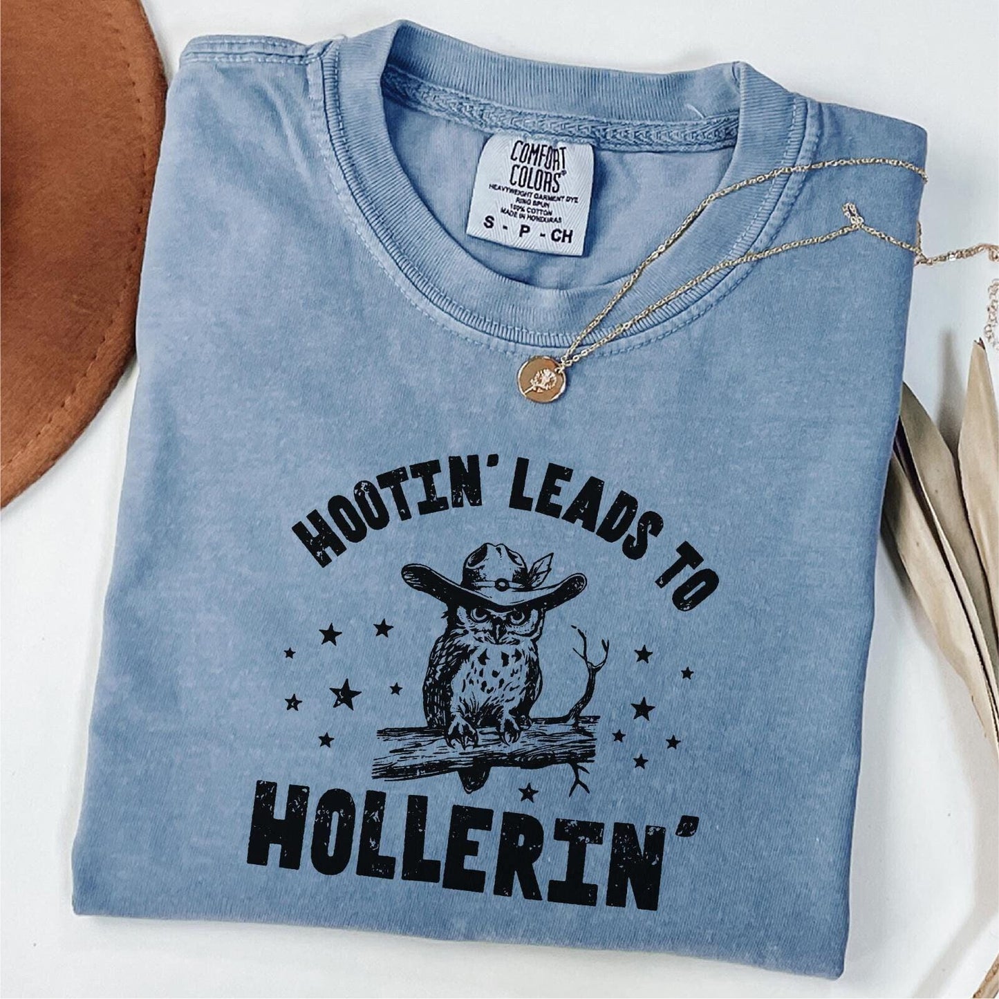 Hootin Leads to Hollerin Western Cowboy Cowgirl Country Southern Quotes Boyfriend Gifts Country Girl Country Music Graphic Tee – Premium Graphic · Must-Have Style