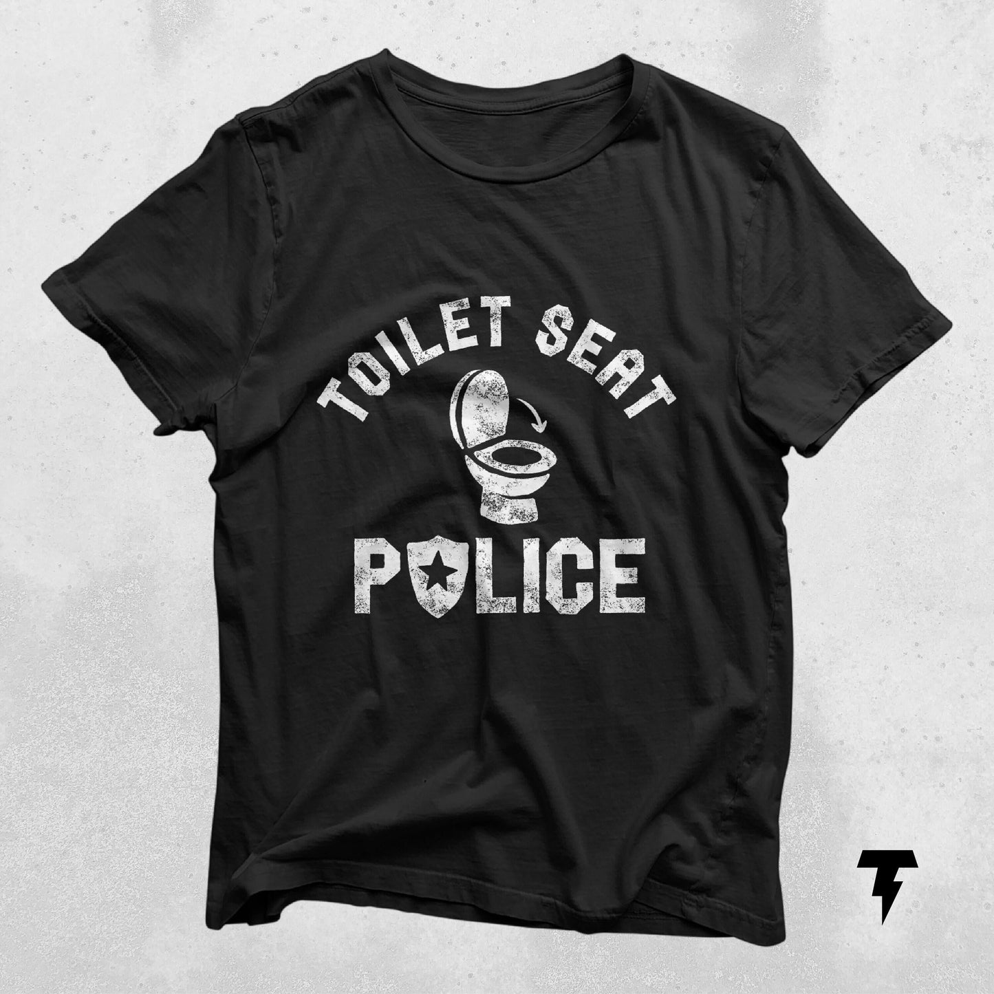 Toilet Seat Police Shirt A Fun Reminder that Mom or Dad is always on patrol to keep the seat down Graphic Tee – Soft Feel · Trending Graphic Apparel
