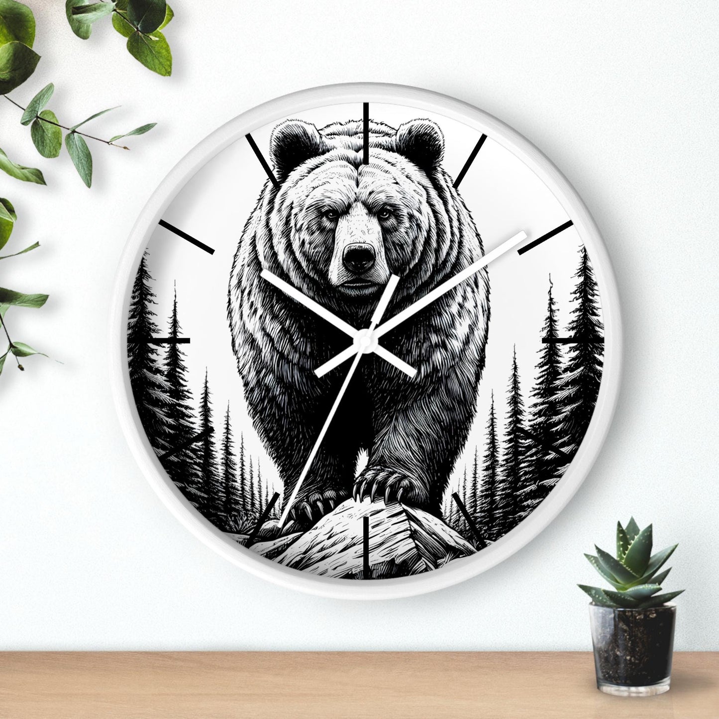 Grizzly Bear Wall Clock Wildlife Decor Rustic Cabin Clock Bear Lover Gift Nature Inspired Art Woodland Theme Home Decor Cabin RV Clock Graphic Tee – Feel-Good Design · Perfect For Daily Wear