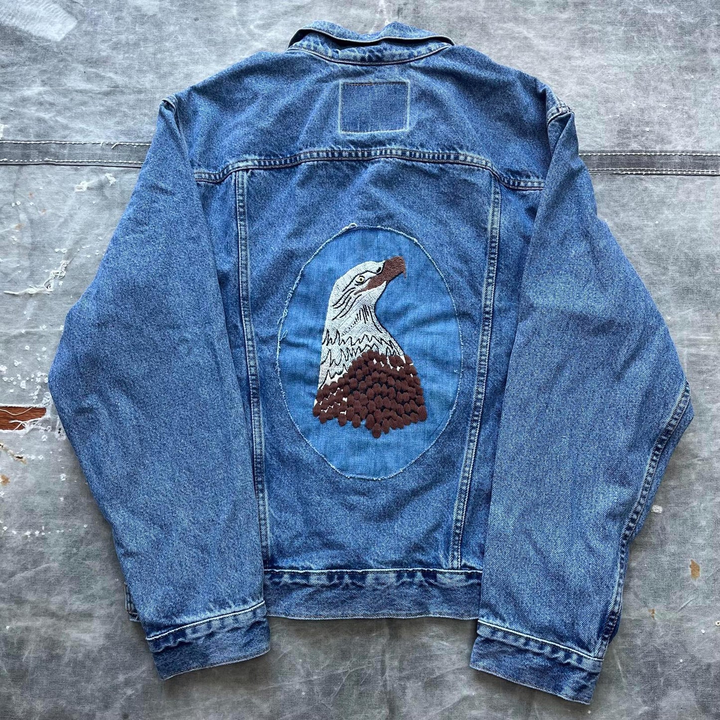 Vintage 90s Levis Denim Eagle Embroidered Trucker Jacket Graphic Tee – Cozy Vibes · Top Pick For Any Outfit