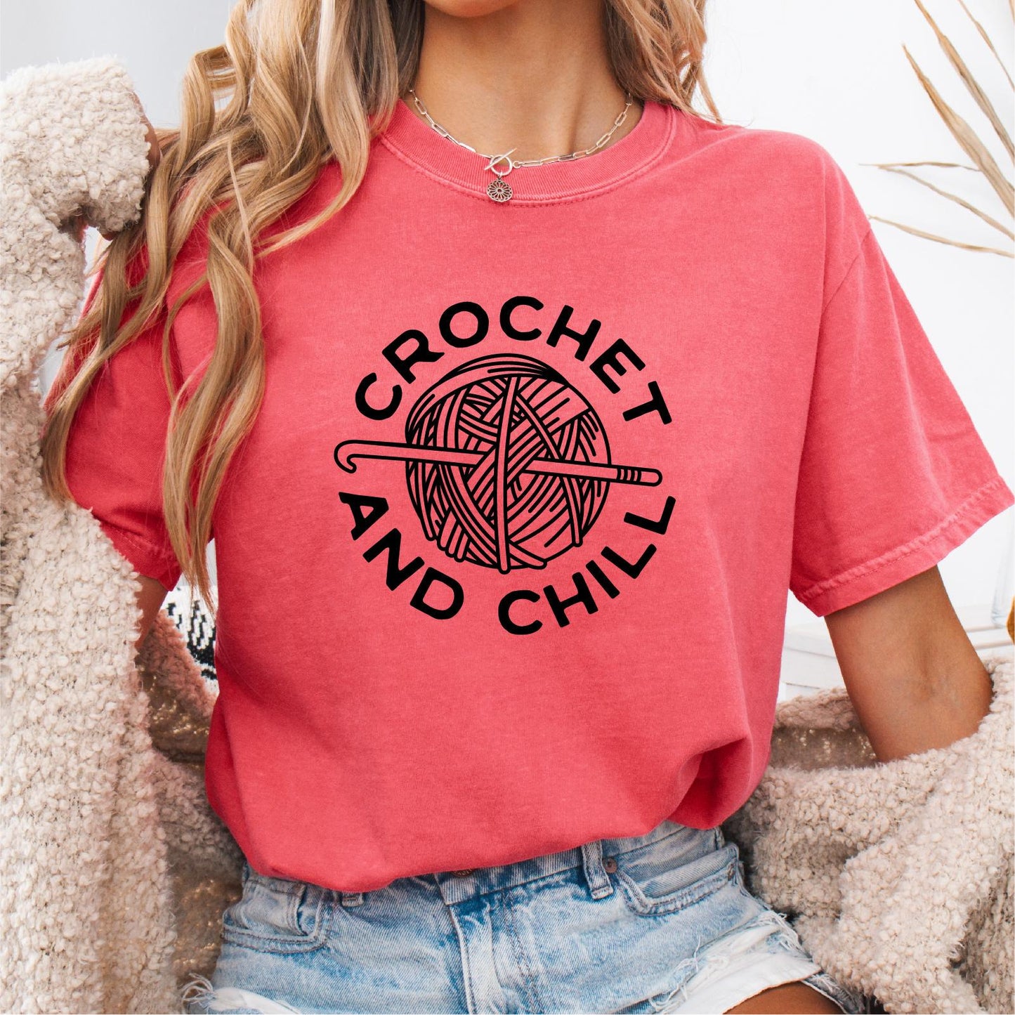 Crochet and Chill Funny Knitting T Shirt Knitter Gift Tee Yarn Lover T shirt Knitter Shirt Crafters Gift Cute Knitting Tee Yarn Lover Graphic Tee – Easygoing Wear · Top Pick For Any Outfit