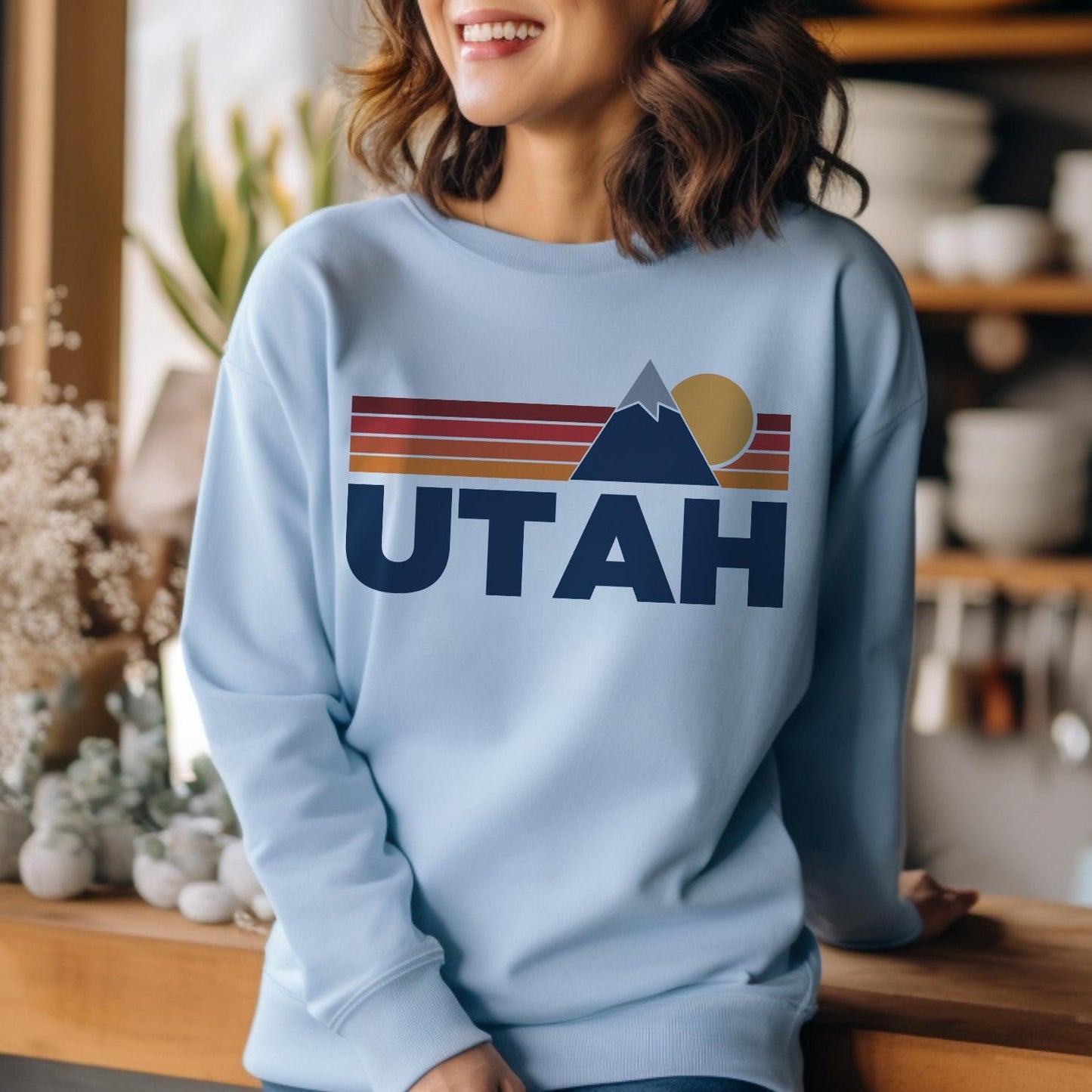 Utah Sweatshirt Retro Mountains Utah Unisex Crewneck Vintage Cozy Jumper Gift for Outdoor Lovers Sweatshirt – Soft Feel · High-Quality Print
