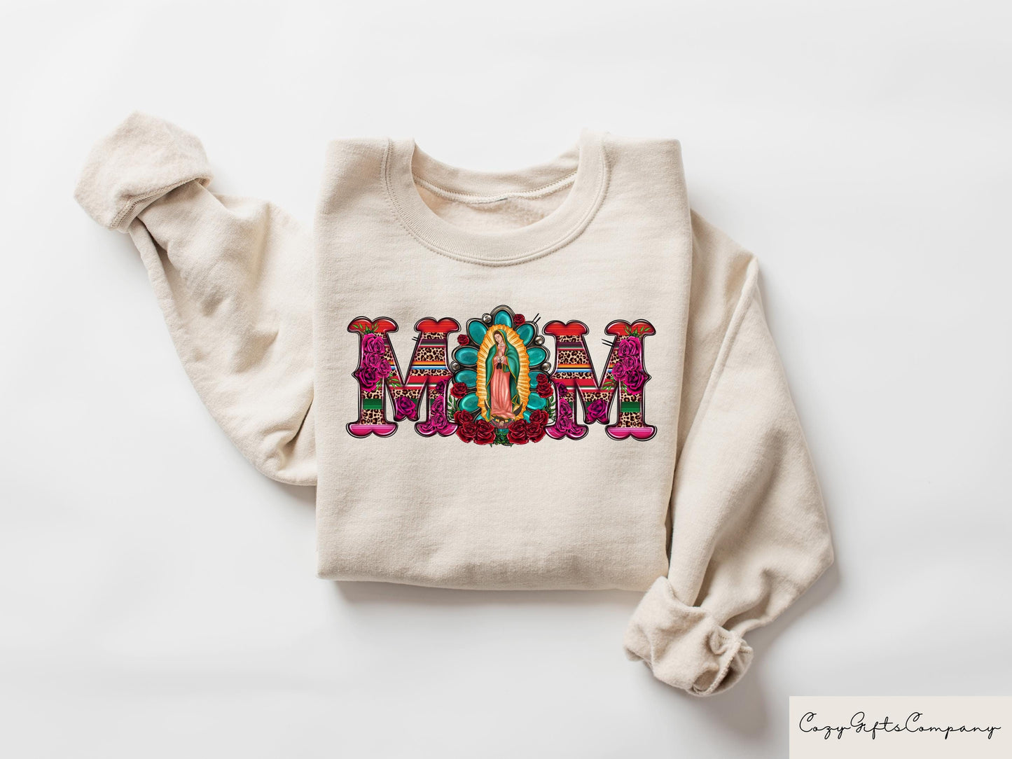 Mexican Mom Shirt Sweatshirt with Virgen de Guadalupe Gift For Mom Mexican Heritage T Shirt Latin Culture Mom Tee Catholic Mama Sweater Sweatshirt – Aesthetic Look · High-Quality Print