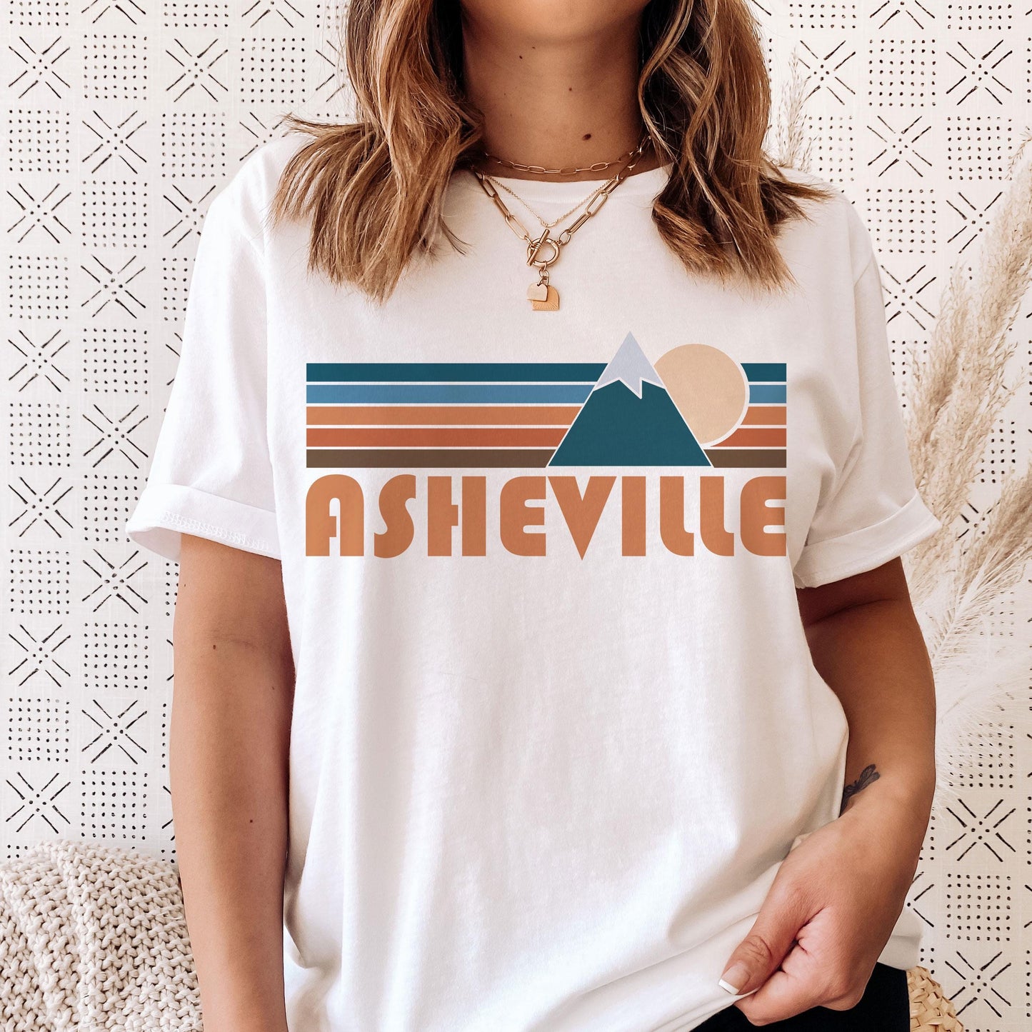 Asheville North Carolina Shirt Retro Mountain Unisex Asheville TShirt Personalization Available Graphic Tee – Aesthetic Look · Perfect For Daily Wear