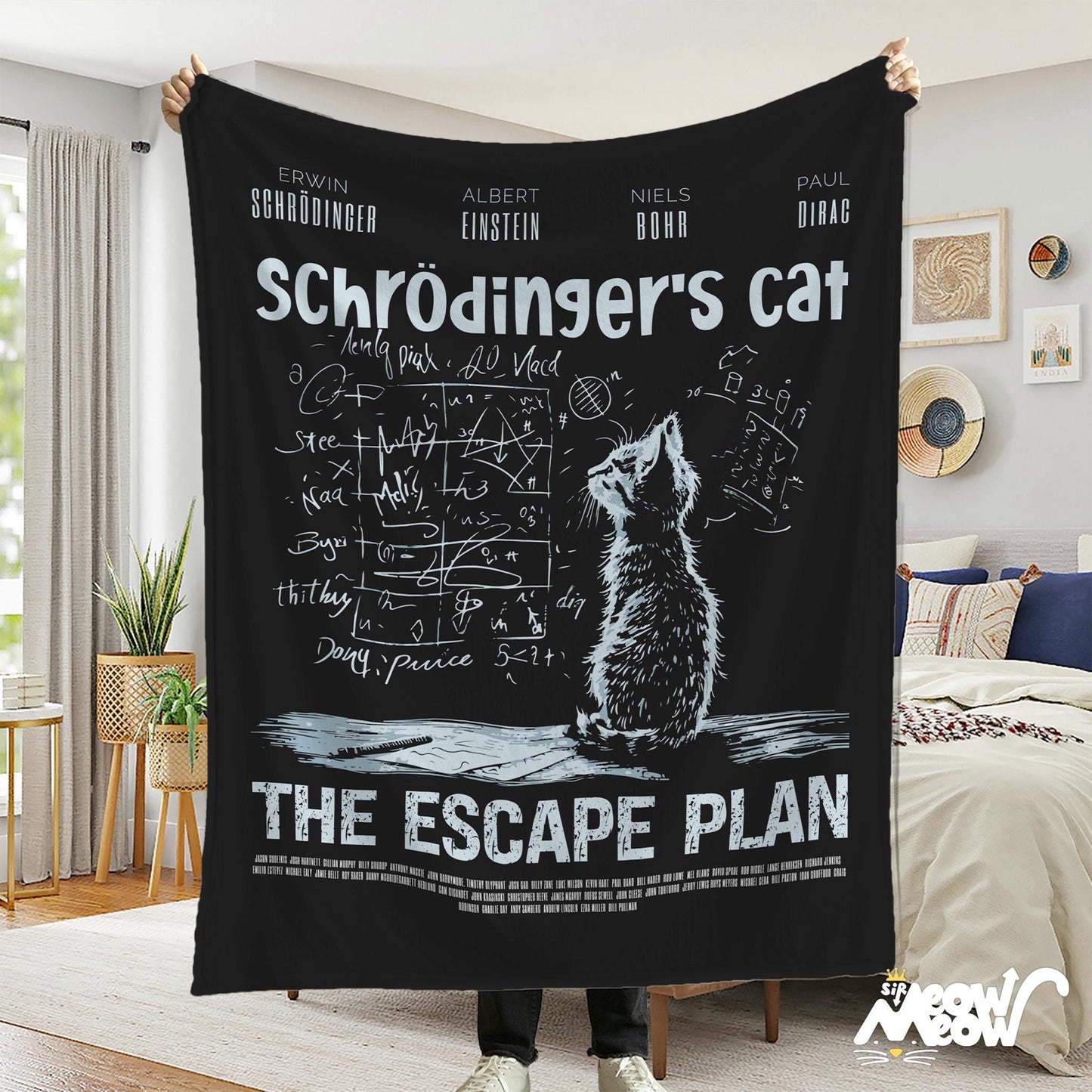 Schrdingers Cat Velveteen Plush Blanket The Escape Plan Cozy Science Themed Throw Perfect Cat Science Lover Gift Graphic Tee – Everyday Comfort · Trending Graphic Apparel