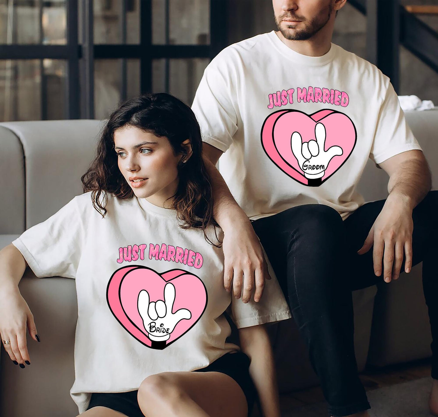 Just Married Disney Shirt Bride and Groom Matching T Shirt Disney Honeymoon Sweatshirt Newlywed Disney Couple Gift Disney Trip Couple Tee Sweatshirt – Easygoing Wear · High-Quality Print