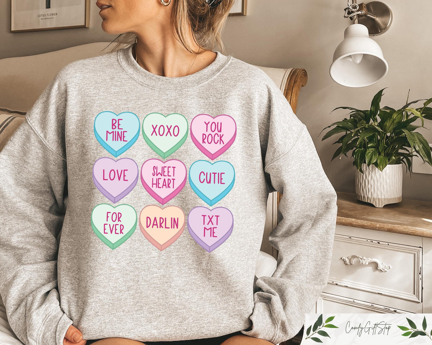 Candy Hearts Valentines Shirt Teacher Valentines Day Sweatshirt Candy Hearts Graphic Tees Cute Valentines Day Outfit Gift for Girls Sweatshirt – Soft Feel · Must-Have Style