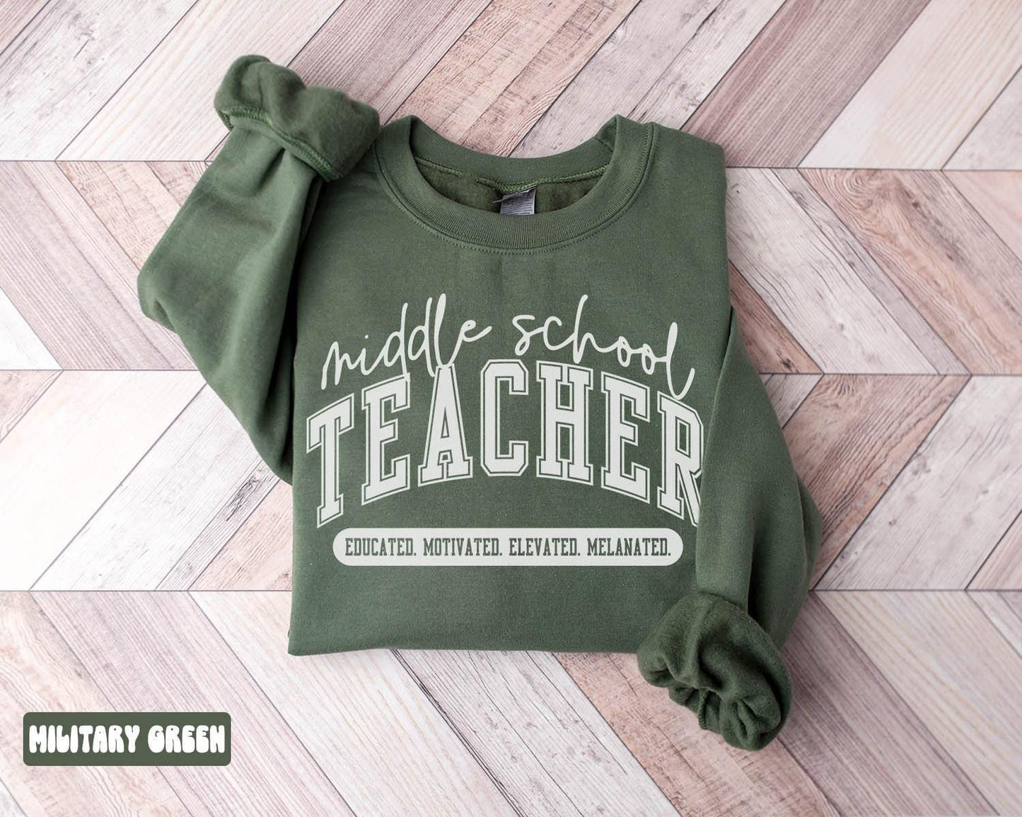 Melanated Middle School Teacher Sweatshirt Black Middle School Teacher Gifts Graduation Gifts Black History Month Crewneck Shirt Women Sweatshirt – Warm & Stylish · Great Gift For Fans