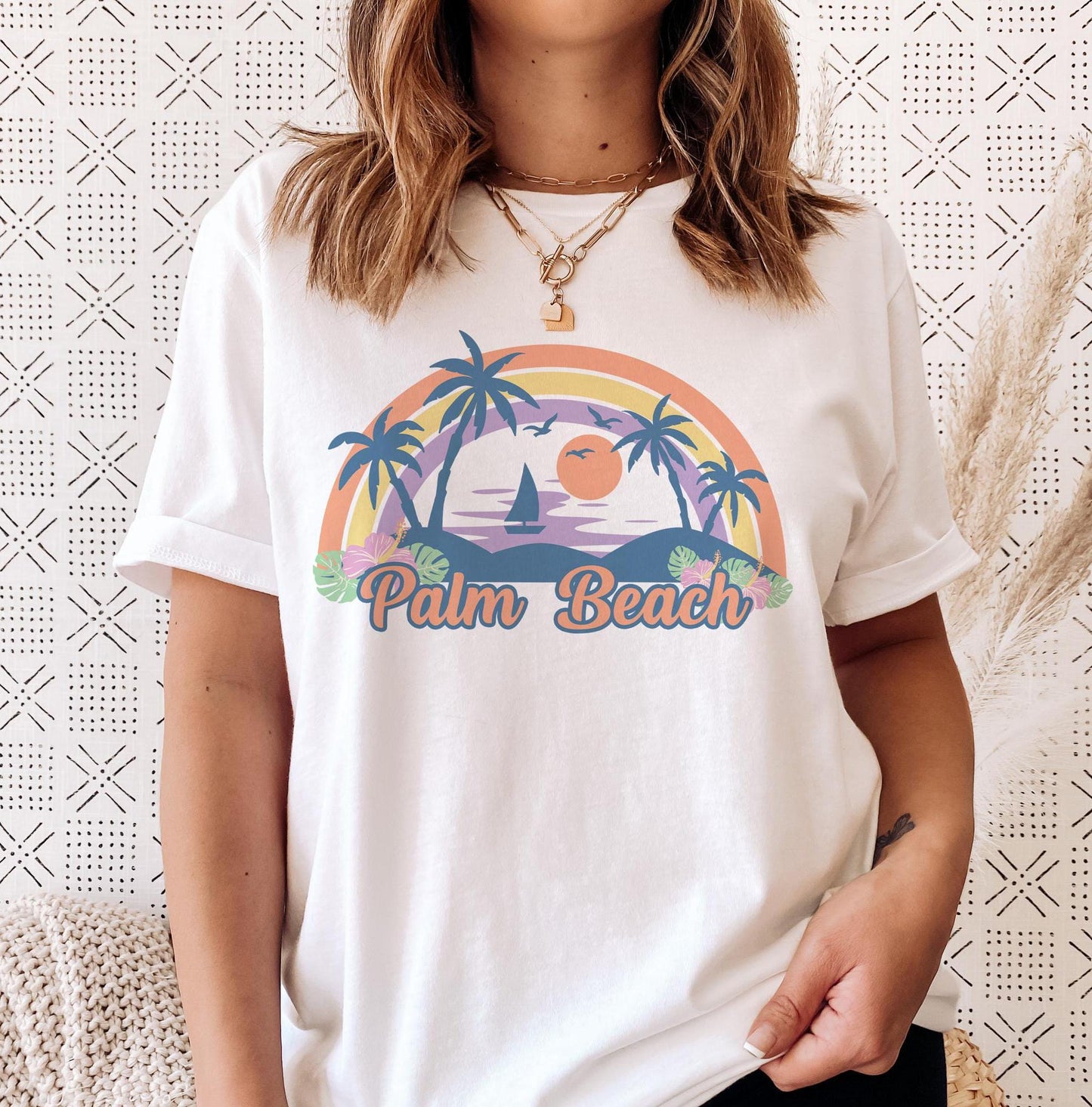 Palm Beach Florida TShirt Retro Beach Unisex Palm Beach Shirt Personalization Available Graphic Tee – Feel-Good Design · Must-Have Style