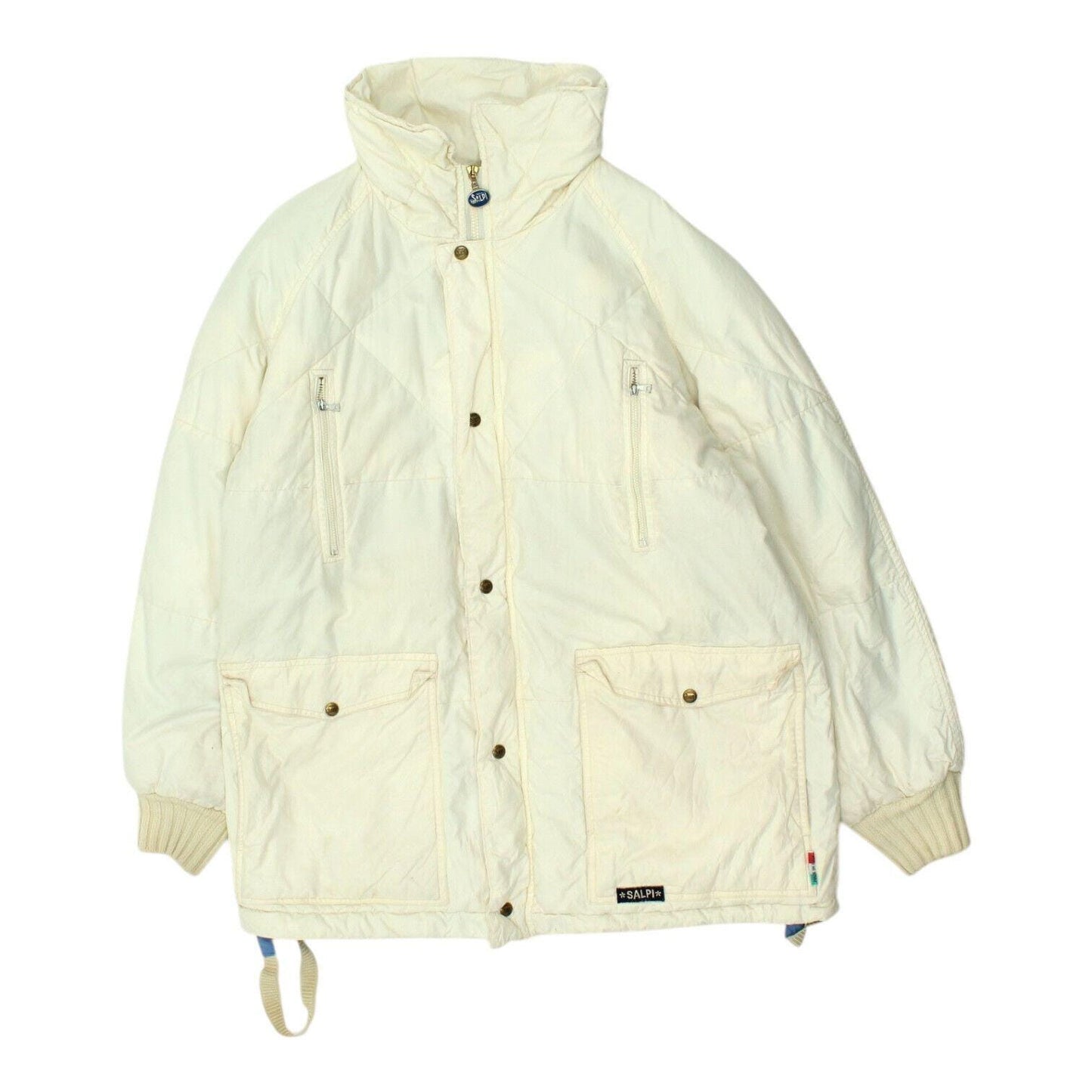Salpi Mens Off White Padded Jacket Vintage High End Snap Popper Fastening Coat Graphic Tee – Feel-Good Design · Great Gift For Fans