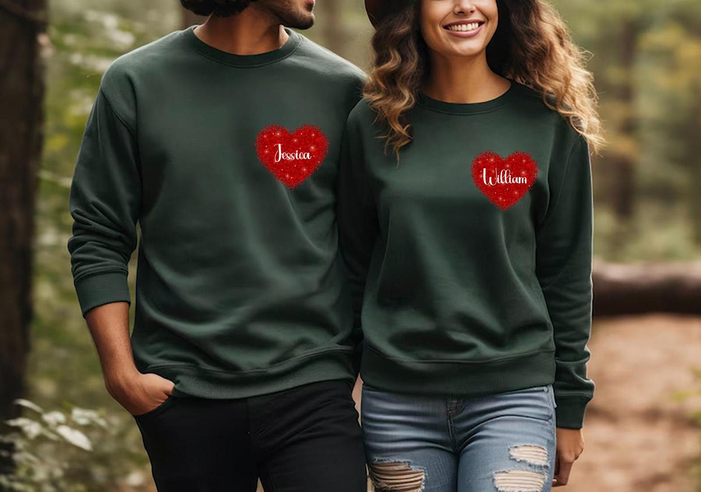 Custom Valentines Day Shirt Name Personalization Gift Couple Valentines Sweatshirt Custom Name Heart Design Couple Tee Custom Gift Shirt Sweatshirt – Cozy Vibes · Great Gift For Fans