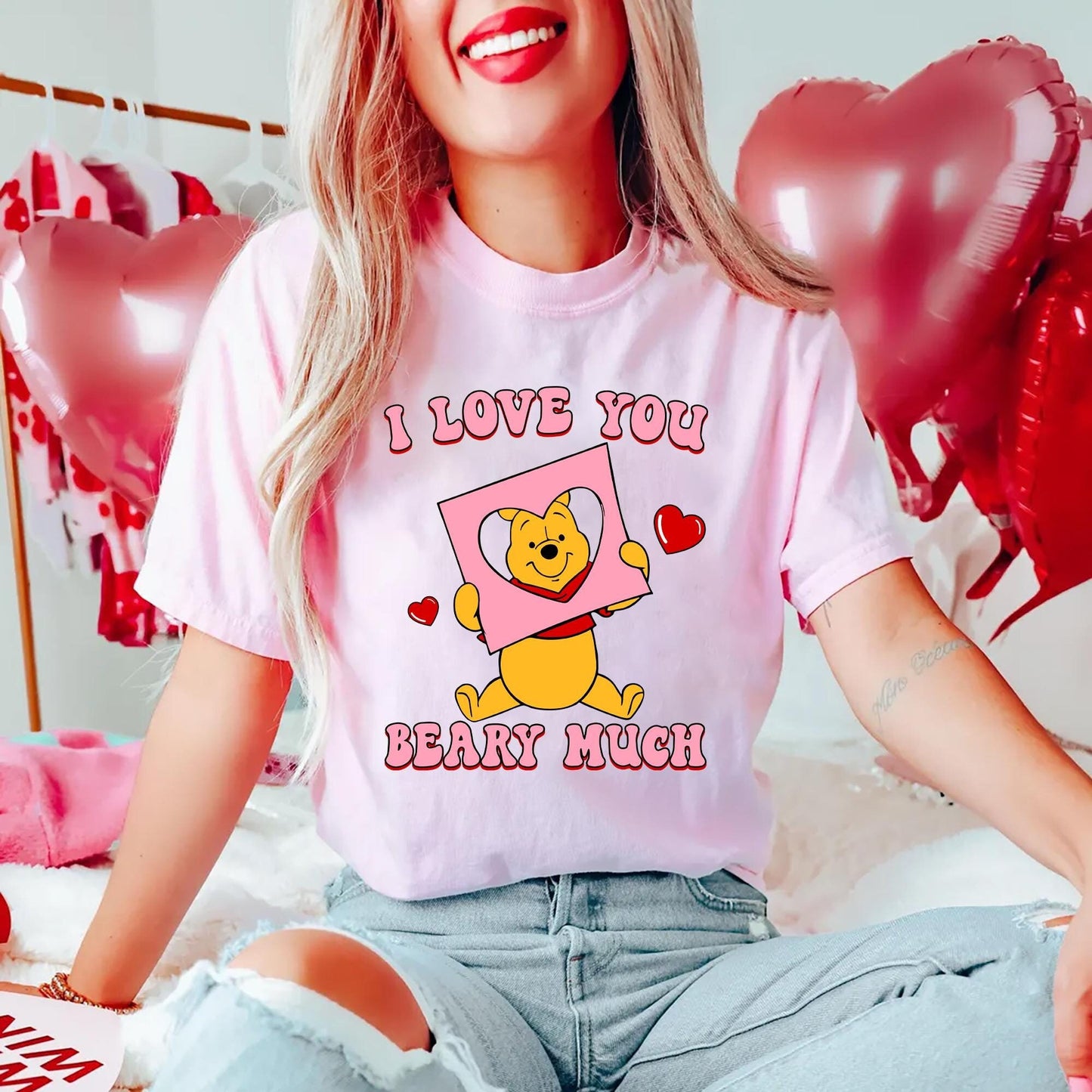 I Love You Beary Much T shirt Winnie The Pooh Valentine39s Day Shirt Gift For Valentine Pooh Valentine Sweatshirt Valentine39s Day Gift Sweatshirt – Easygoing Wear · Perfect For Daily Wear
