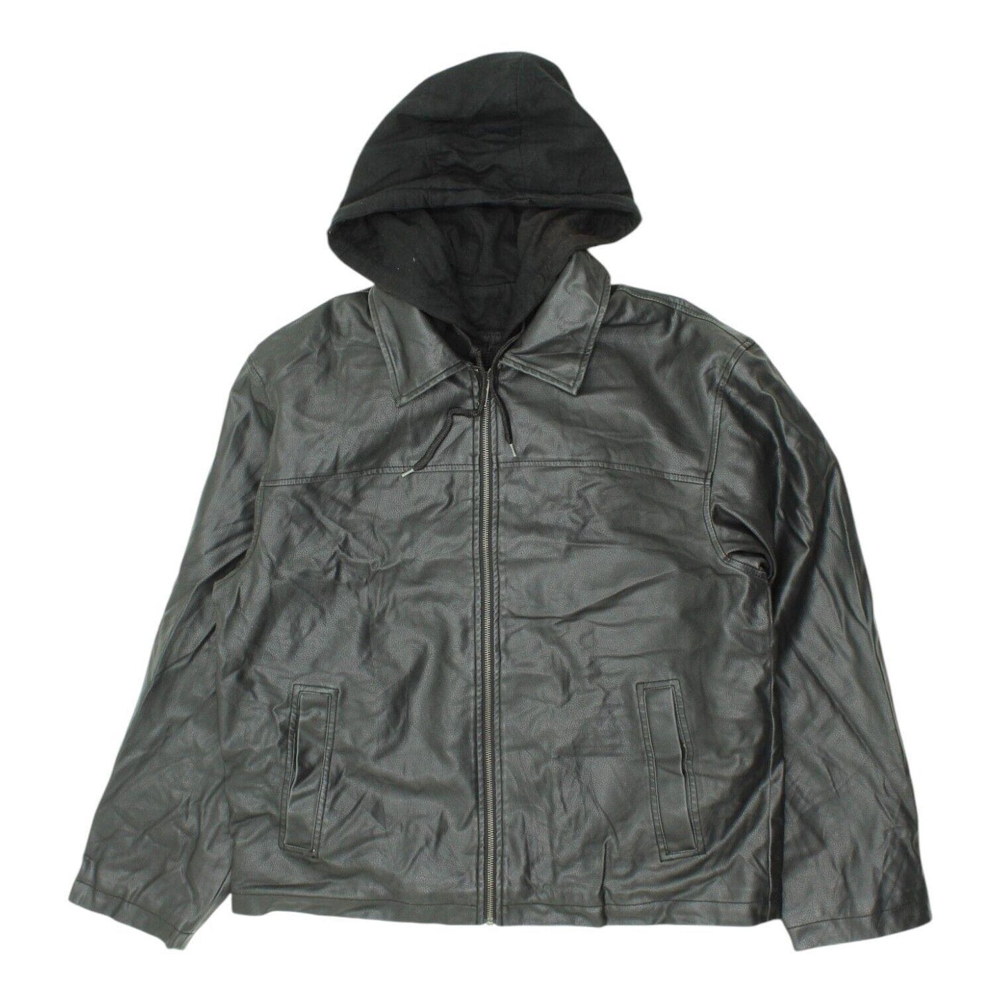Lee Dungerees Mens Black Quilted Hooded Faux Leather Jacket Vintage Designer Graphic Tee – Everyday Comfort · Great Gift For Fans