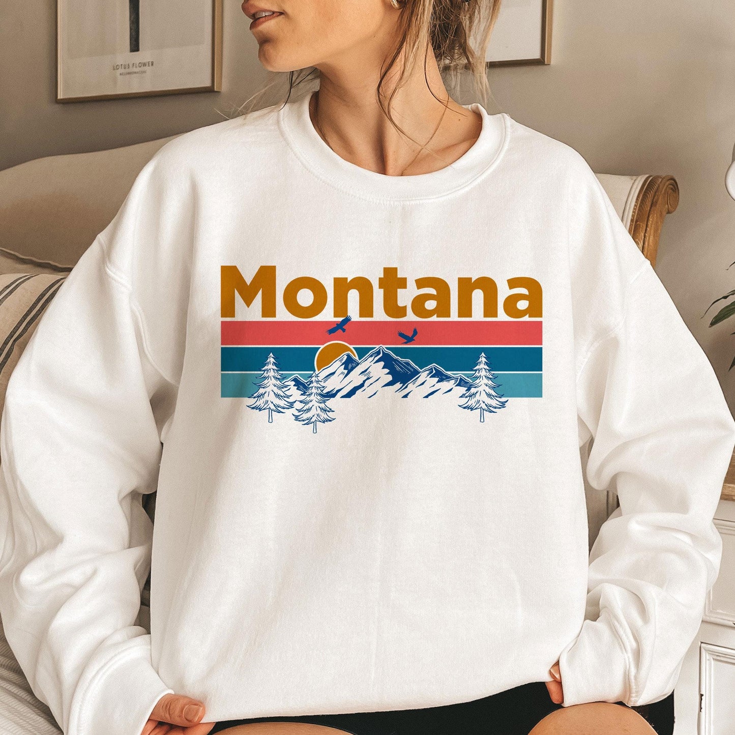 Montana Sweatshirt Mountain Sunset Unisex Montana Sweatshirt Personalization Available Sweatshirt – Warm & Stylish · Trending Graphic Apparel