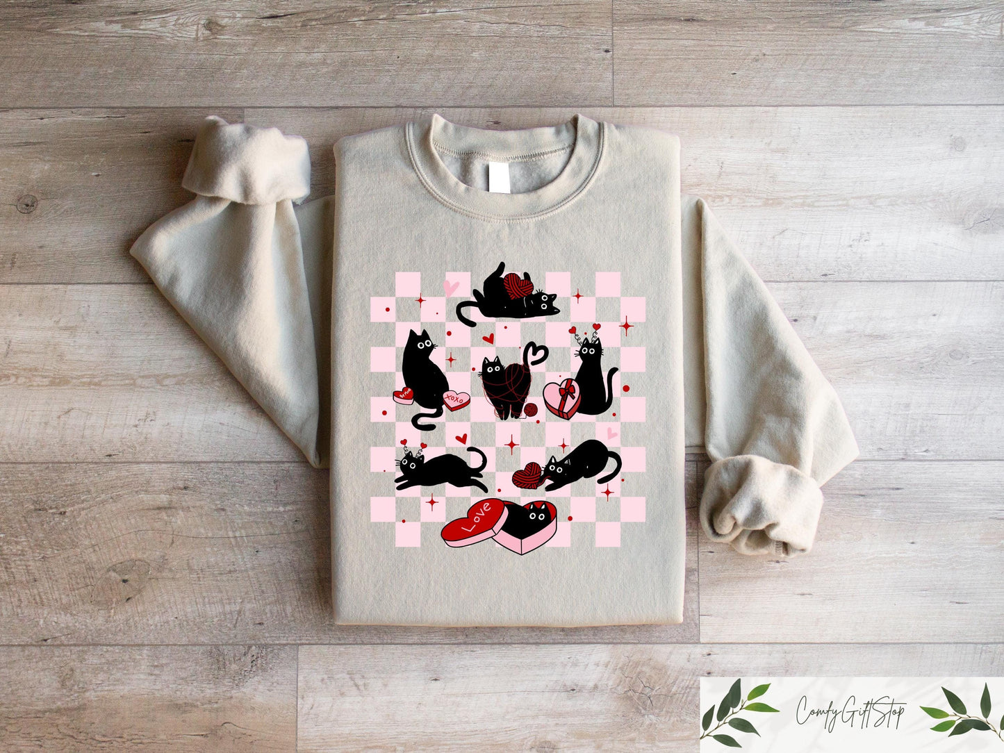 Valentine Black Cat Sweatshirt Black Cat Love Shirt Kitten Valentine Tee Cat Lover Gift Cat Mom Sweater Animal Lover Cat Hoodie Hoodie – Warm & Stylish · Must-Have Style