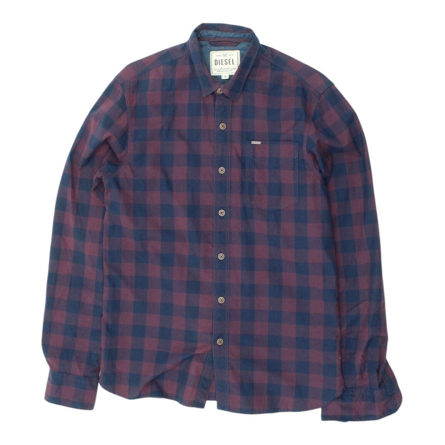 Diesel Mens Red Blue Check Button Up Shirt Vintage Designer Casual VTG Graphic Tee – Aesthetic Look · Great Gift For Fans