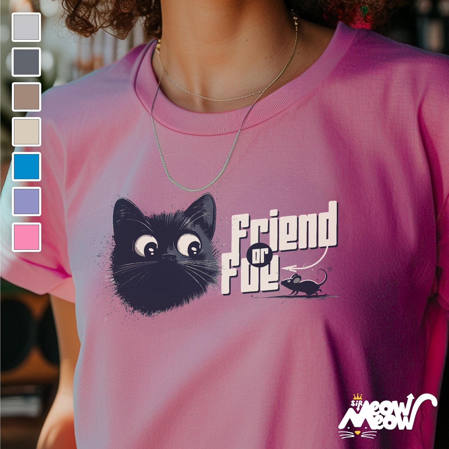 Funny Cat and Mouse T Shirt Friend or Foe Design Quirky Animal Lover Gift Graphic Tee – Aesthetic Look · Must-Have Style