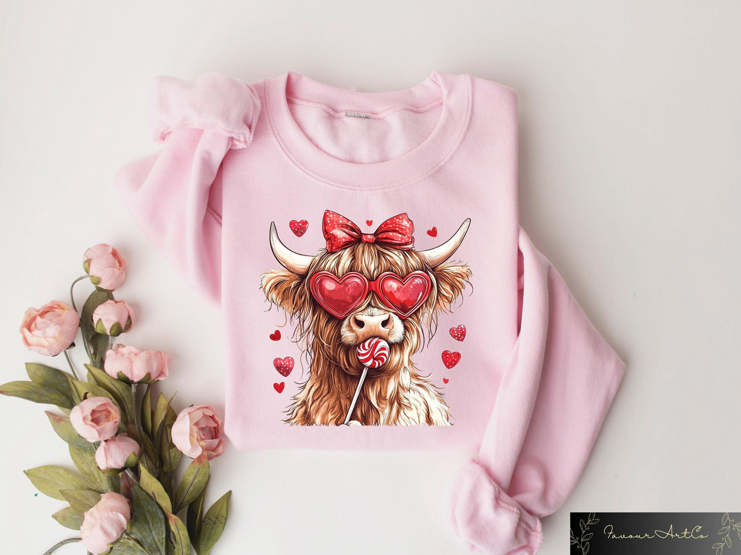 Retro Comfort Highland Sweetheart Cow Shirt Valentines Day Cow Sweatshirt Love Moo Cow Sweater Valentine Hoodie Cute Valentine Day Tee Hoodie – Cozy Vibes · High-Quality Print