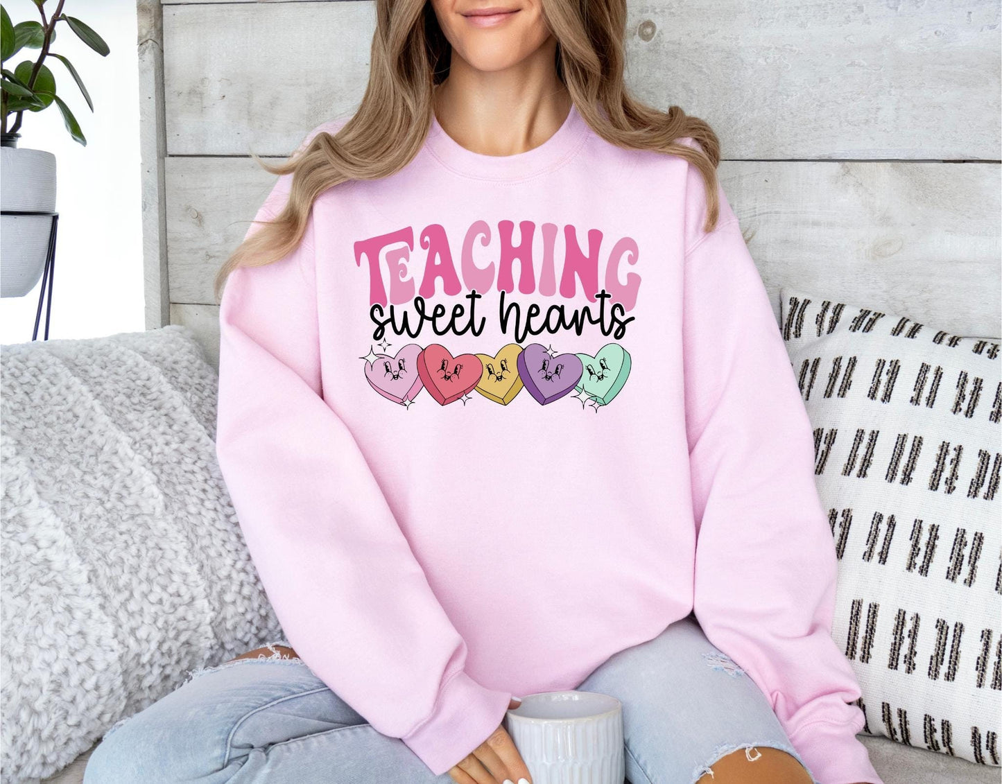 Valentines Day Teacher Sweatshirt Teaching Sweethearts Teacher Shirts Teacher Valentines Day Gift Trendy Sweatshirt Women T shirt Sweatshirt – Cozy Vibes · Great Gift For Fans