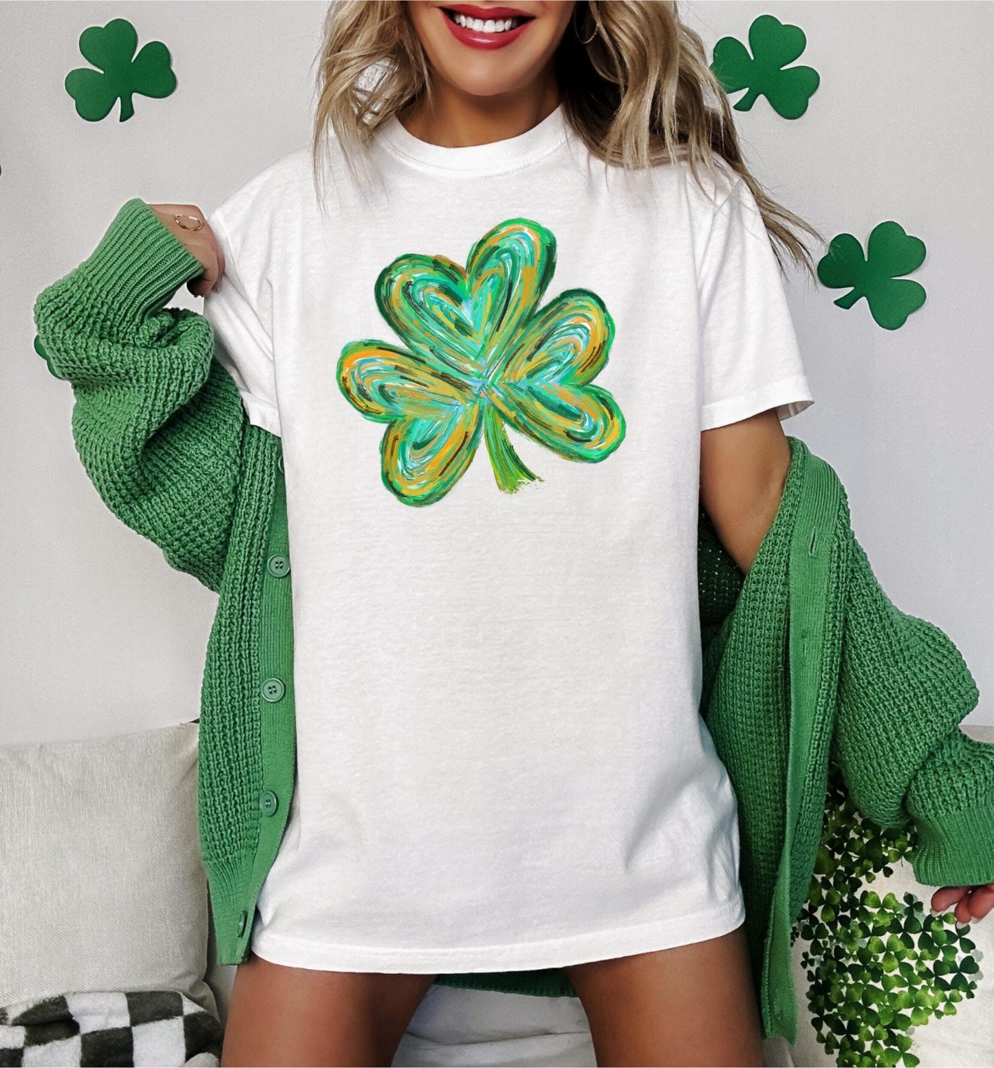 St Patricks Four Leaf Clover ShirtWatercolor St Patrick Tshirt St Patricks DayShamrock Sweatshirt irish day Women39s shirtsTrendy shirt Sweatshirt – Fan Favorite · Must-Have Style