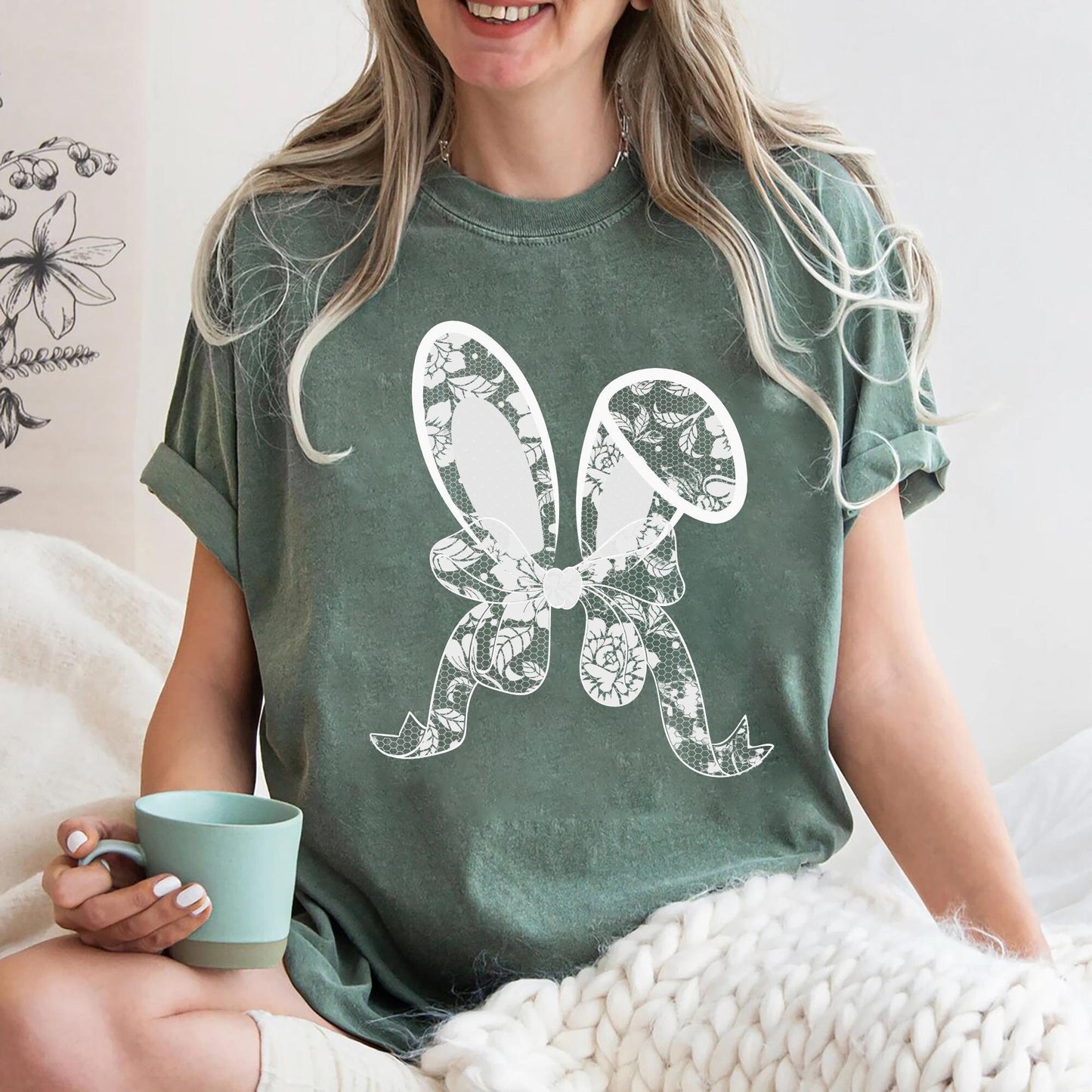Coquette Easter Lace Bunny Ears Shirt Easter Bunny T Shirt Lace Bow Bunny Sweatshirt Spring Bunny Easter Tshirt Happy Easter Day Gift Tee Sweatshirt – Bold Style · Must-Have Style