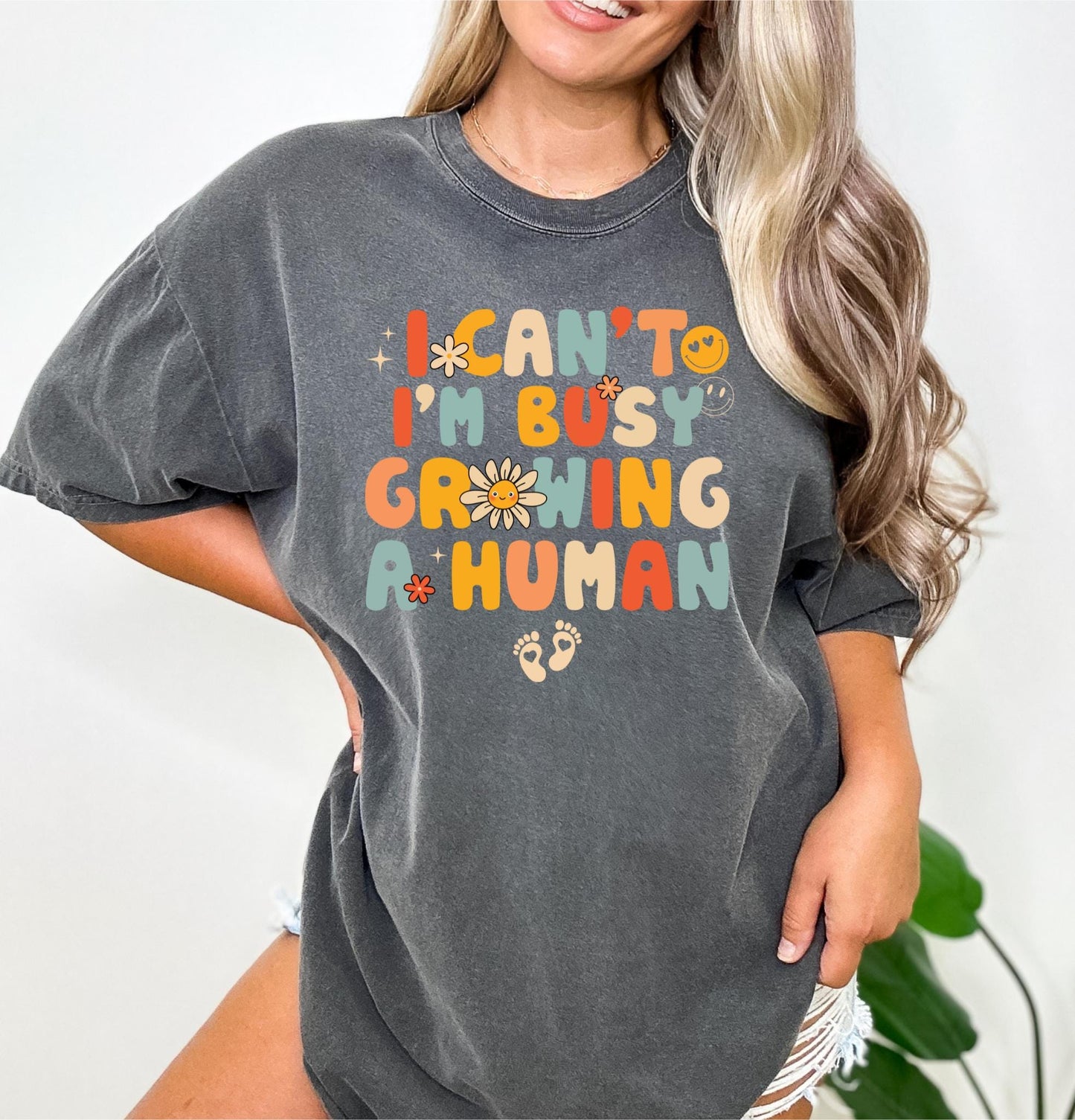 Comfort Color Shirt I Can39t I39m Busy Growing A Human Shirt Funny Mother Shirt Gift Pregnancy Announcement Shirt Funny Mom Saying Tshirt Graphic Tee – Cozy Vibes · Perfect For Daily Wear