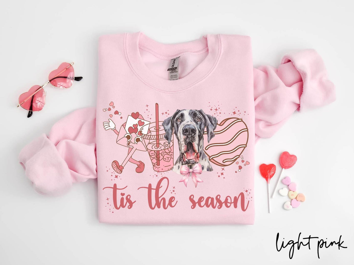 Great Dane Dog Valentine39s Day Sweatshirt Valentines Great Dane Gifts Dog Mom Crewneck Shirt Long Sleeve Sweatshirt – Soft Feel · Must-Have Style
