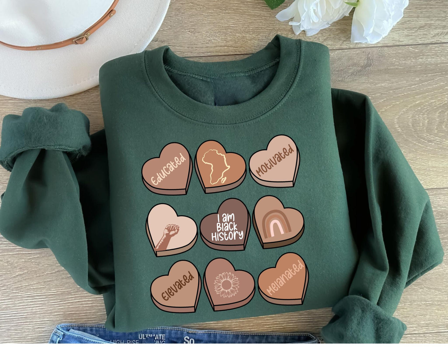 I Am Black History Sweatshirt WomenBlack Candy Hearts SweatshirtBlack History Month GiftBlack Lives Matter Women39s shirts Brown Sugar Sweatshirt – Premium Graphic · Top Pick For Any Outfit