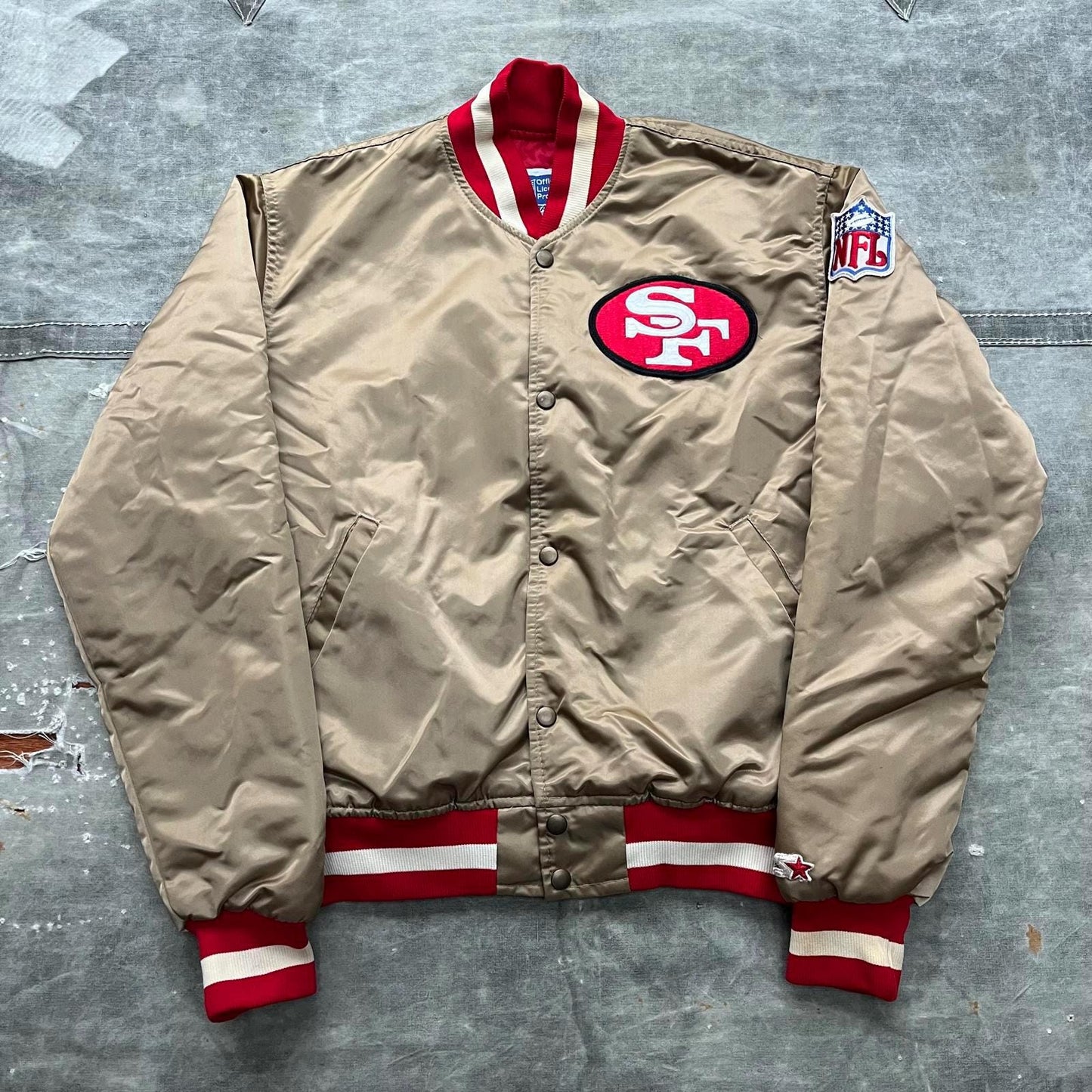 Vintage San Francisco 49ers NFL Satin Starter Jacket Graphic Tee – Feel-Good Design · Great Gift For Fans