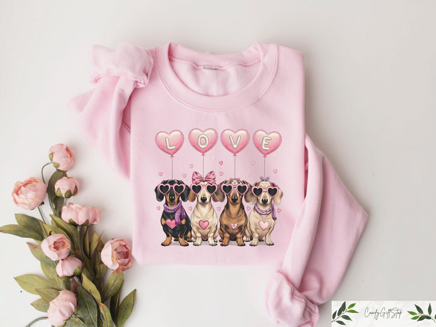 Dachshund Valentines Day Sweatshirt Dog Lover T shirt Valentines Day Shirt Retro Valentines Day Outfit Dog Mom Valentine Gift Sweatshirt – Everyday Comfort · Perfect For Daily Wear