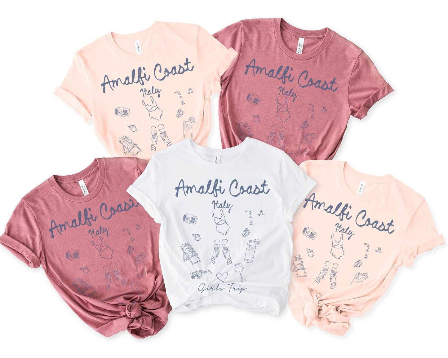Amalfi Coast Italy Shirt Girls Trip Tshirt Girls Trip Favors Vacation Girls Weekend Girls Night Out Besties Graphic Tee – Premium Graphic · Must-Have Style
