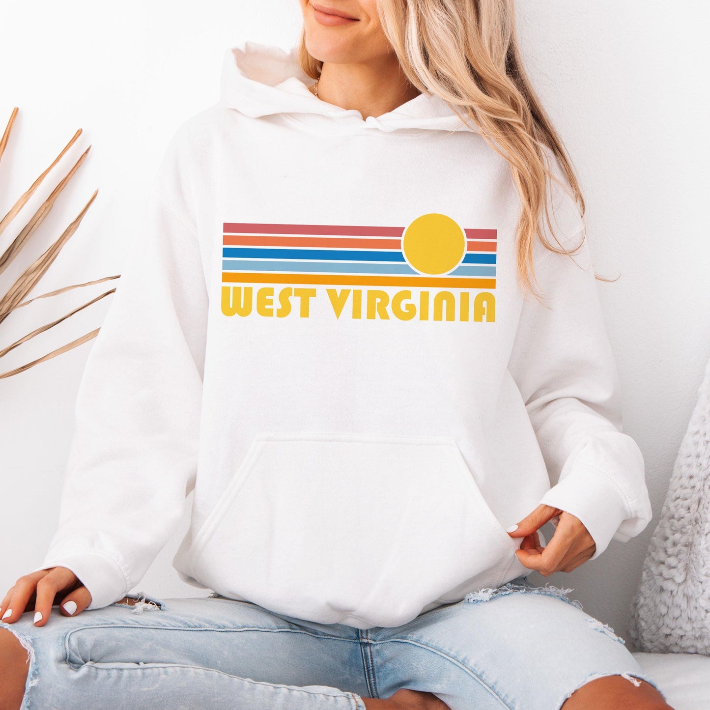 West Virginia Hoodie Retro Sunrise Unisex West Virginia Sweatshirt Personalization Available Hoodie – Feel-Good Design · Great Gift For Fans