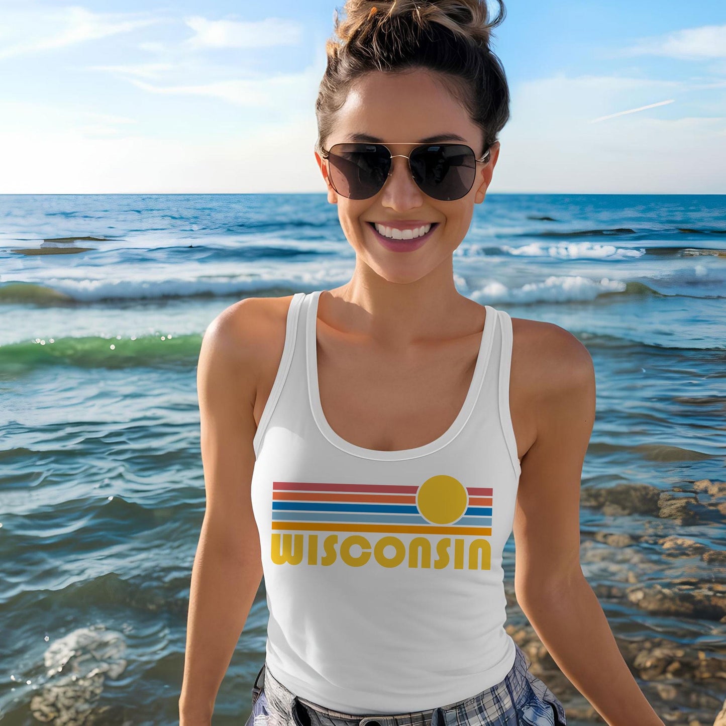 Wisconsin Women39s Tank Top Women39s Racerback Wisconsin Tank Top Personalization Available Tank Top – Aesthetic Look · High-Quality Print