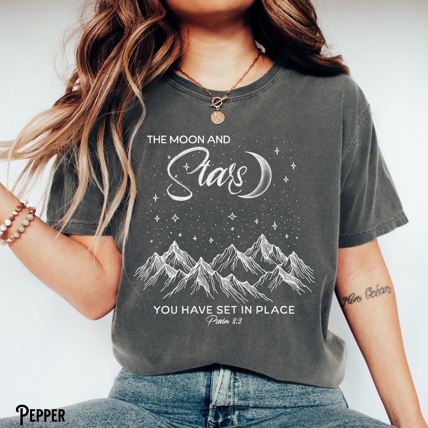 Christian Shirt Christian Stars Tee Creation Shirt Moon Tshirt Boho Bible Verse Scripture Faith Gift for Christian Graphic Tee – Bold Style · Must-Have Style