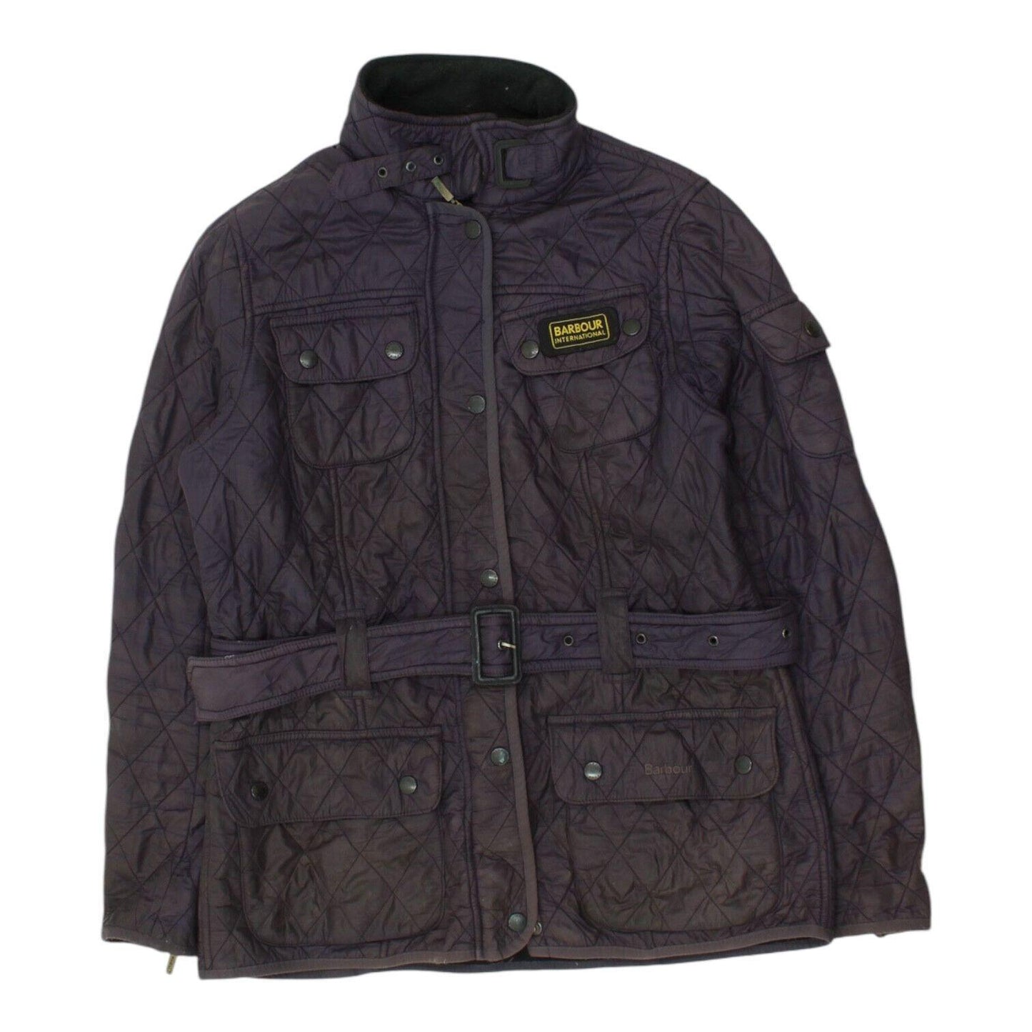 Barbour International Womens Purple Quilted Belted Jacket High End Designer Graphic Tee – Bold Style · High-Quality Print