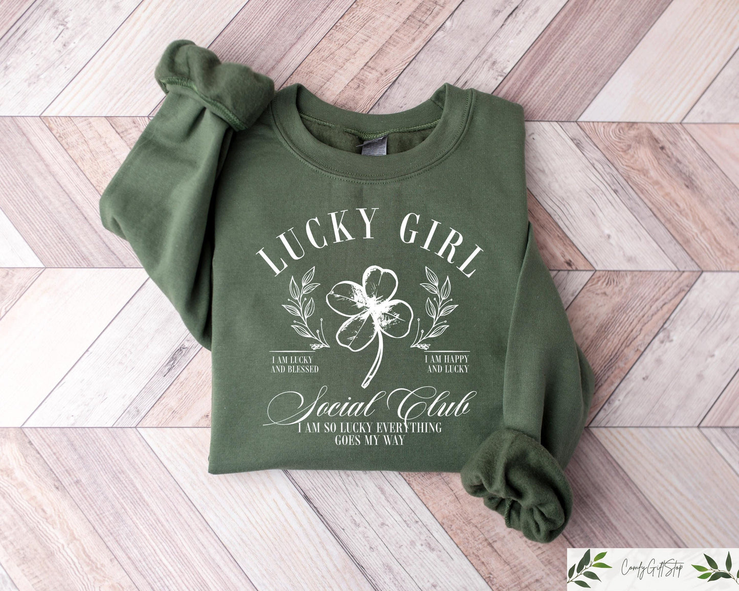 Retro Comfort Lucky Girl Social Club Sweatshirt Womens Lucky T shirt St Patricks Day Gift Lucky Girl Shamrock Shirt Funny Irish Crewneck Sweatshirt – Cozy Vibes · Must-Have Style