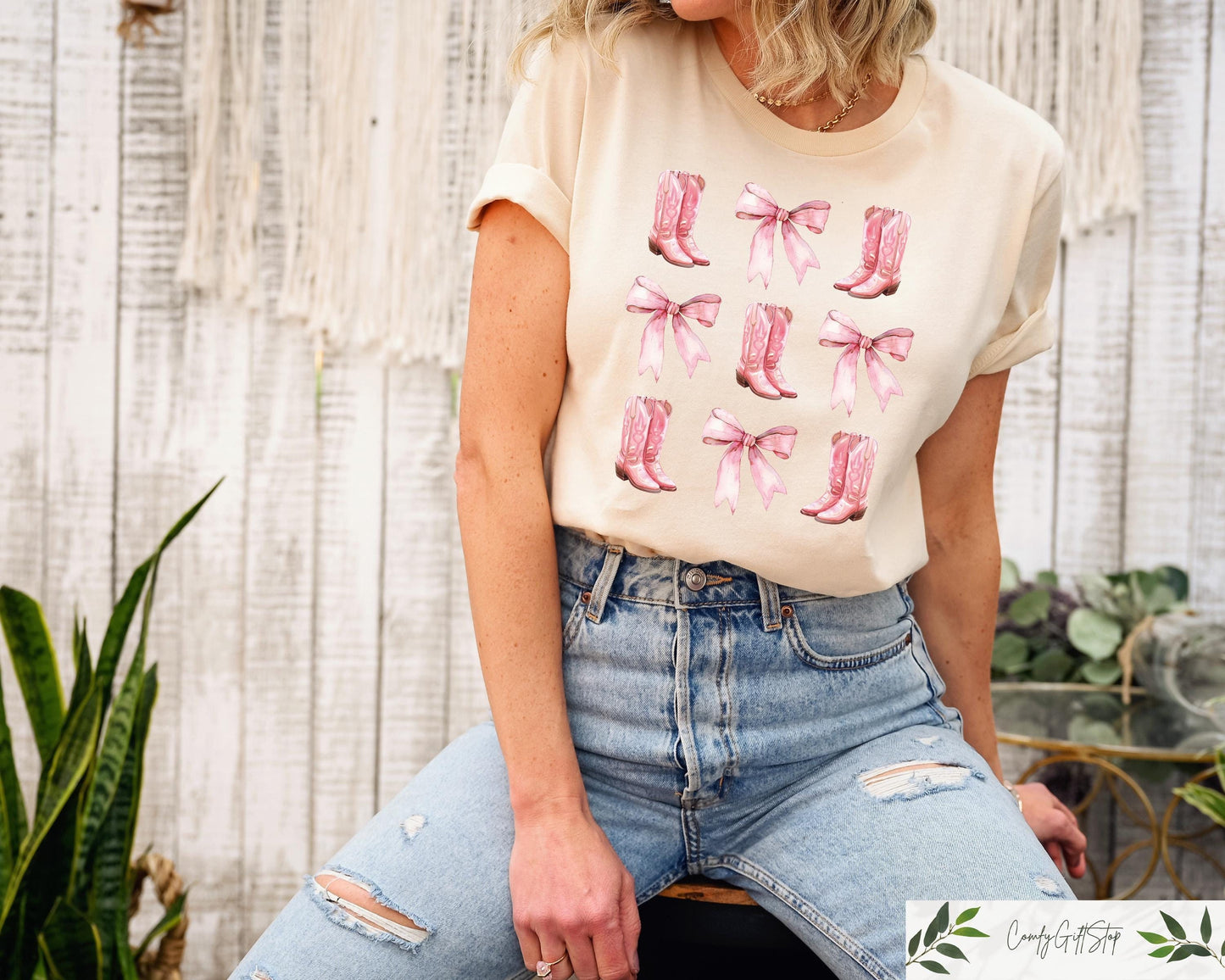 Retro Comfort Pink Coquette Bow T shirt Cowgirl Boots Shirt Country Concert Sweatshirt Western Graphic Tee Retro Cowgirl Gift Sweatshirt – Premium Graphic · Must-Have Style