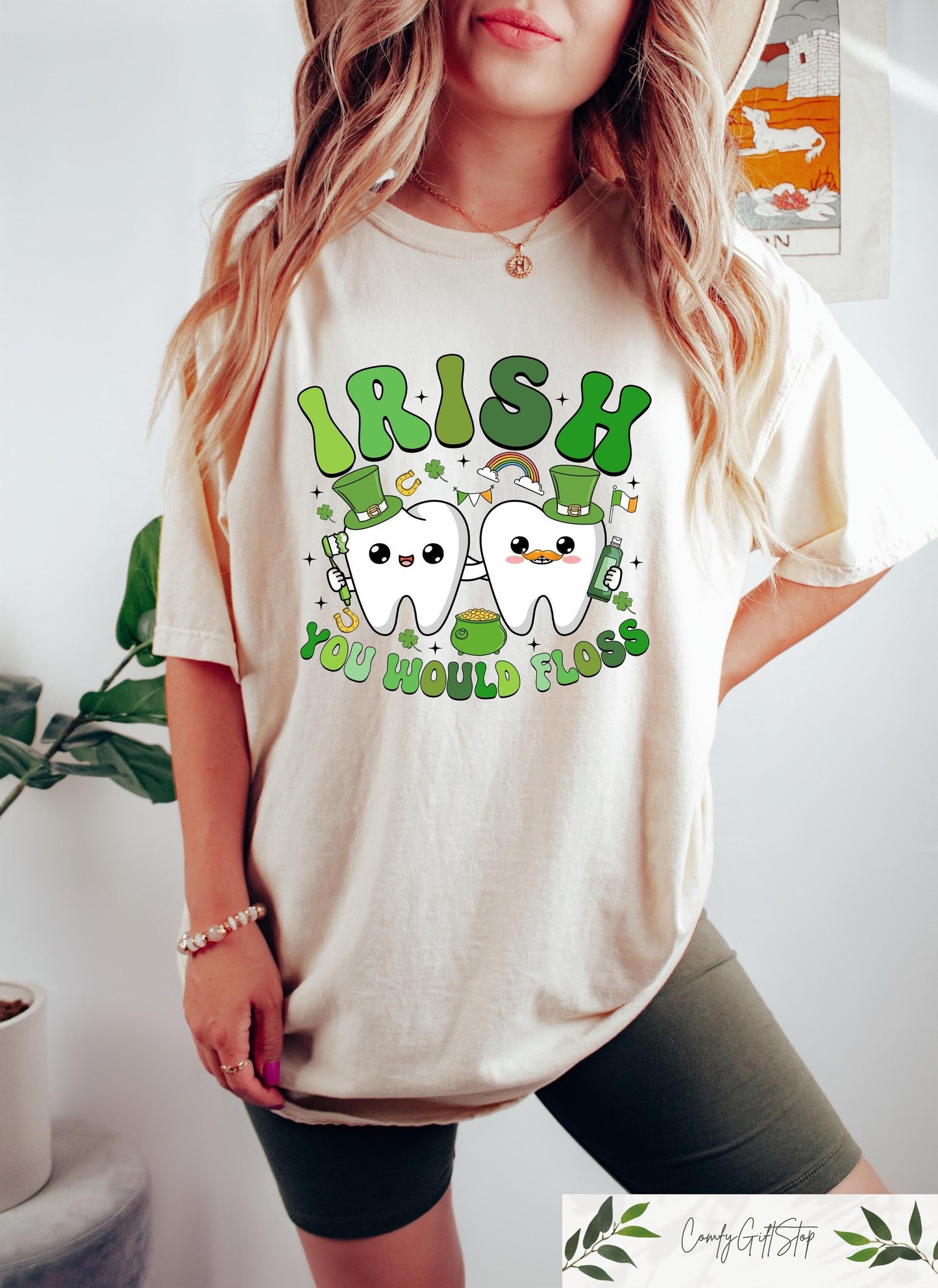 Irish You Would Floss St Patricks Day T shirt Dental Office St Pattys Shirt Dental Hygienist Assistant Gift St Patricks Dentist Tee Graphic Tee – Fan Favorite · High-Quality Print