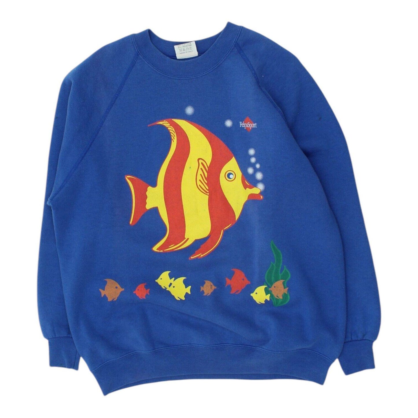 Vintage Mens Blue Sweatshirt FelpaSport Fish Art Print Crew Neck Jumper Sweatshirt – Feel-Good Design · High-Quality Print