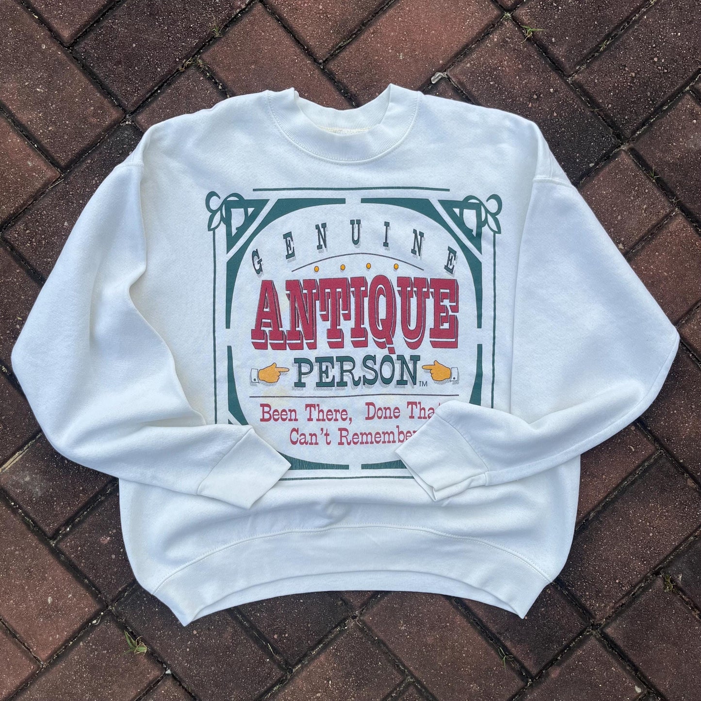 Vintage 90s Tag Plain Genuine Antique Person Sweatshirt Pullover Crewneck Sweater Baggie Vintage Graphic Colour Cream White Size Large Sweatshirt – Aesthetic Look · Trending Graphic Apparel
