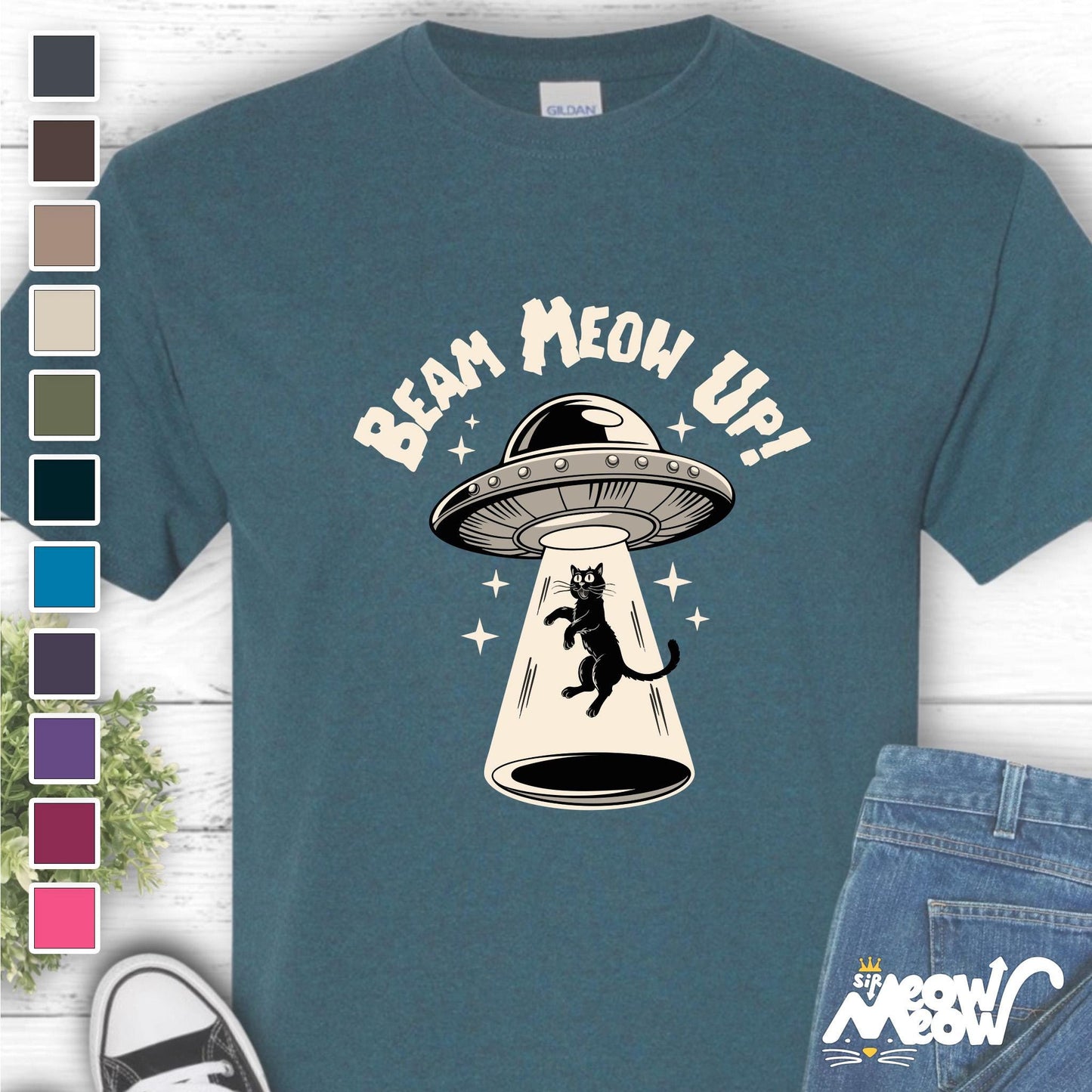 Beam Meow Up Cat T Shirt Funny Alien Cat Design UFO Abduction Tee for Sci Fi Feline Fans Perfect Gift Graphic Tee – Bold Style · Must-Have Style