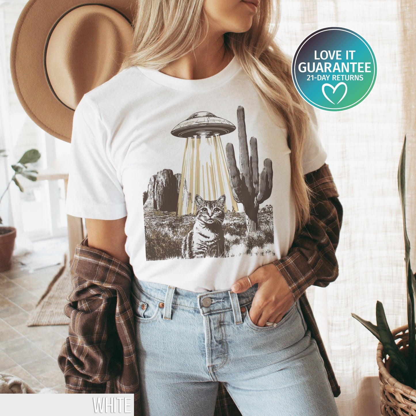 Retro Cat Shirt Space Cat Shirt UFO Shirt Cat Meme Shirt Cat Themed Gifts Silly Shirt Cat Dad Shirt Funny Cat Shirt Western Shirt Graphic Tee – Bold Style · Must-Have Style