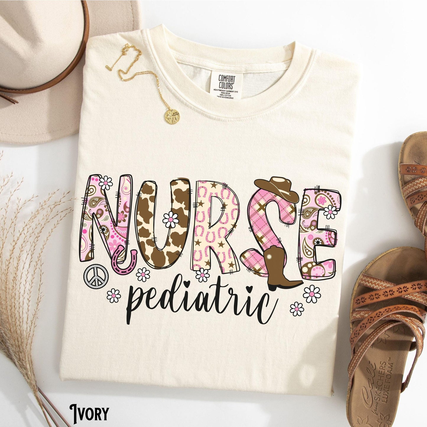 Pediatric Nurse Western Shirt PEDS Tee Cowgirl PEDS Tee PICU Shirt Country Western Girly Nursing Pediatric Nurse Gift Graphic Tee – Premium Graphic · Top Pick For Any Outfit