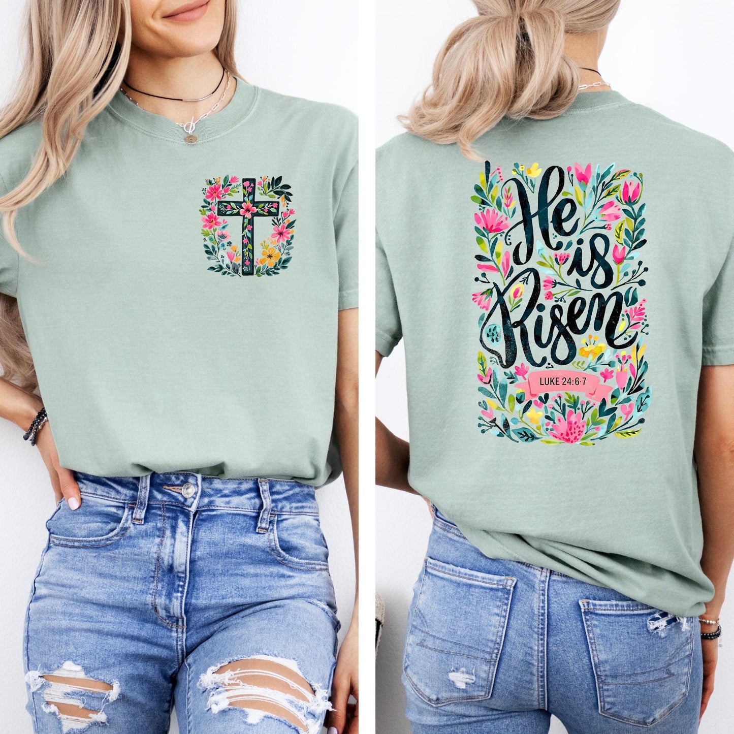 He Is Risen Easter Shirt Floral Easter T shirt Jesus Easter ShirtEaster Shirt For WomenTrendy Women39s shirts Cute shirt Graphic Tee – Cozy Vibes · Must-Have Style