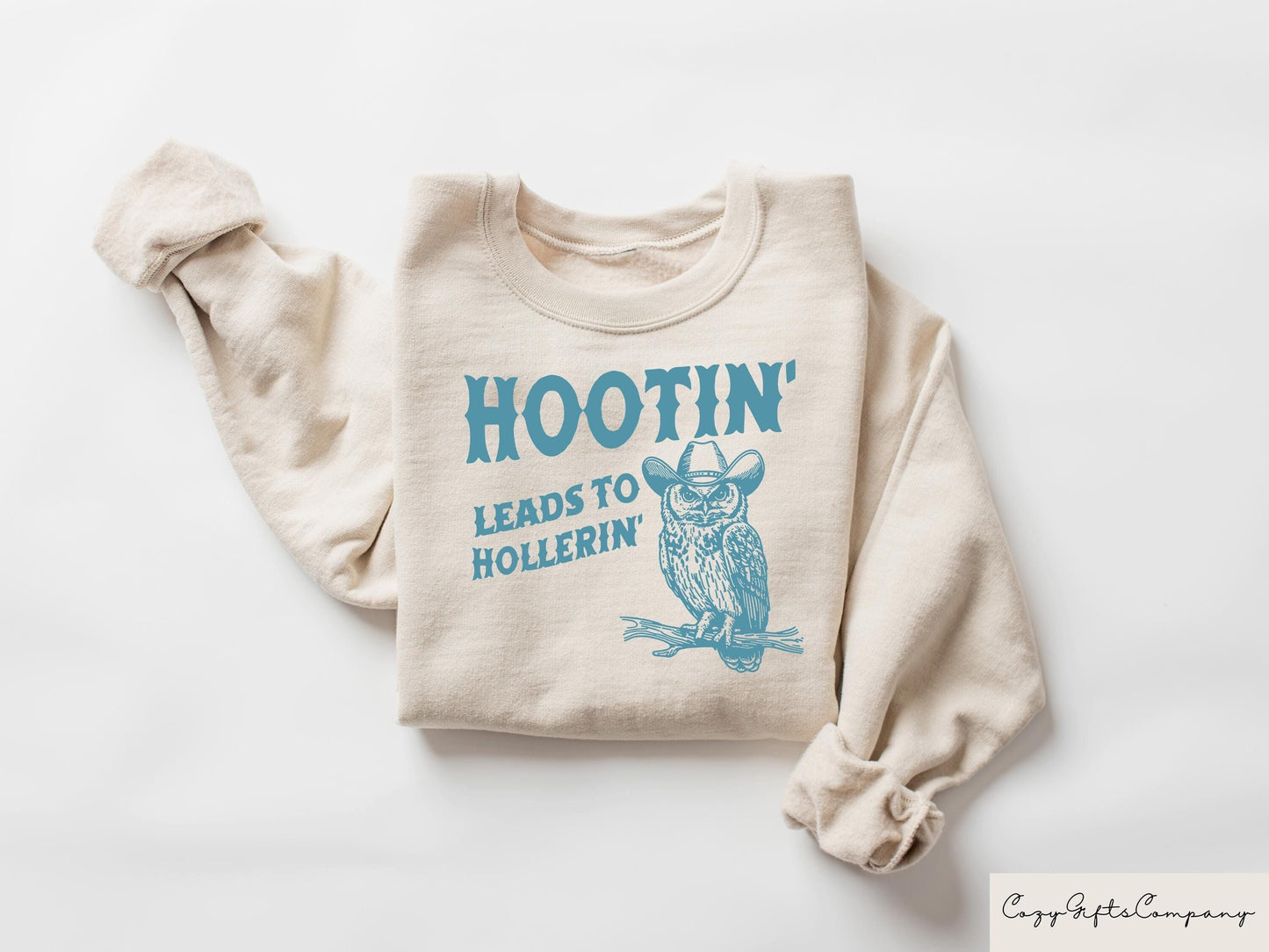 Hootin Leads To Hollerin Sweatshirt Funny Country T shirt Western Women Shirt Retro Cowgirl Gift Western Owl Tee Gag Owl Crewneck Sweatshirt – Everyday Comfort · Top Pick For Any Outfit