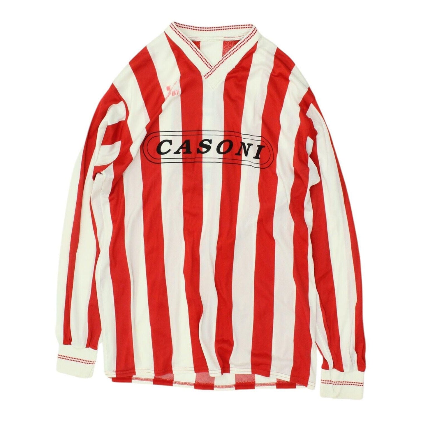 Vintage 80s Football Shirt Mens Red White Striped Sports VNeck Long Sleeve Graphic Tee – Warm & Stylish · Must-Have Style