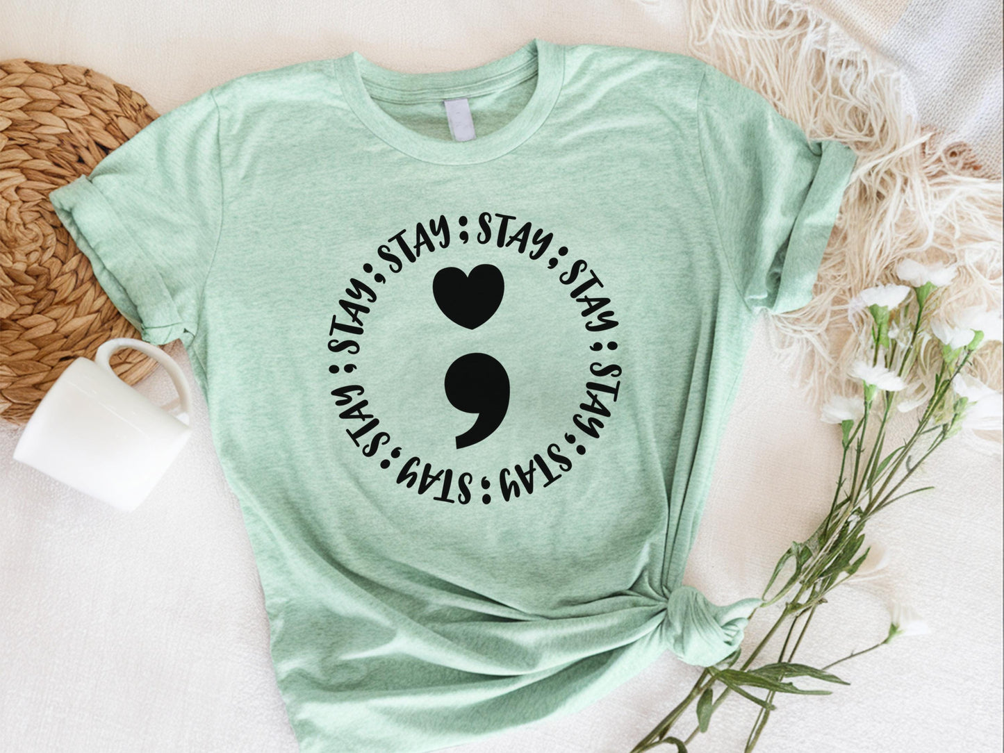 Stay Semicolon Shirt Semicolon Shirt Mental Health Shirt Semicolon Gift Shirt Suicide Awareness Shirt Mental Health Therapist Shirt Graphic Tee – Feel-Good Design · High-Quality Print