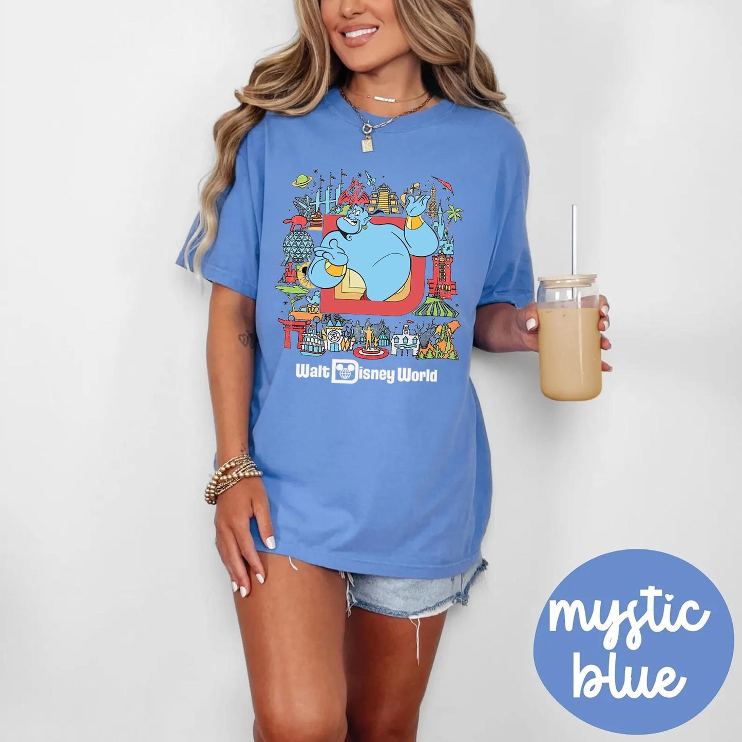 Walt Disneyworld Aladdin Genie Retro Abstract Portrait Shirt Walt Disney World Shirt Gift Ideas Men Women Graphic Tee – Aesthetic Look · Perfect For Daily Wear